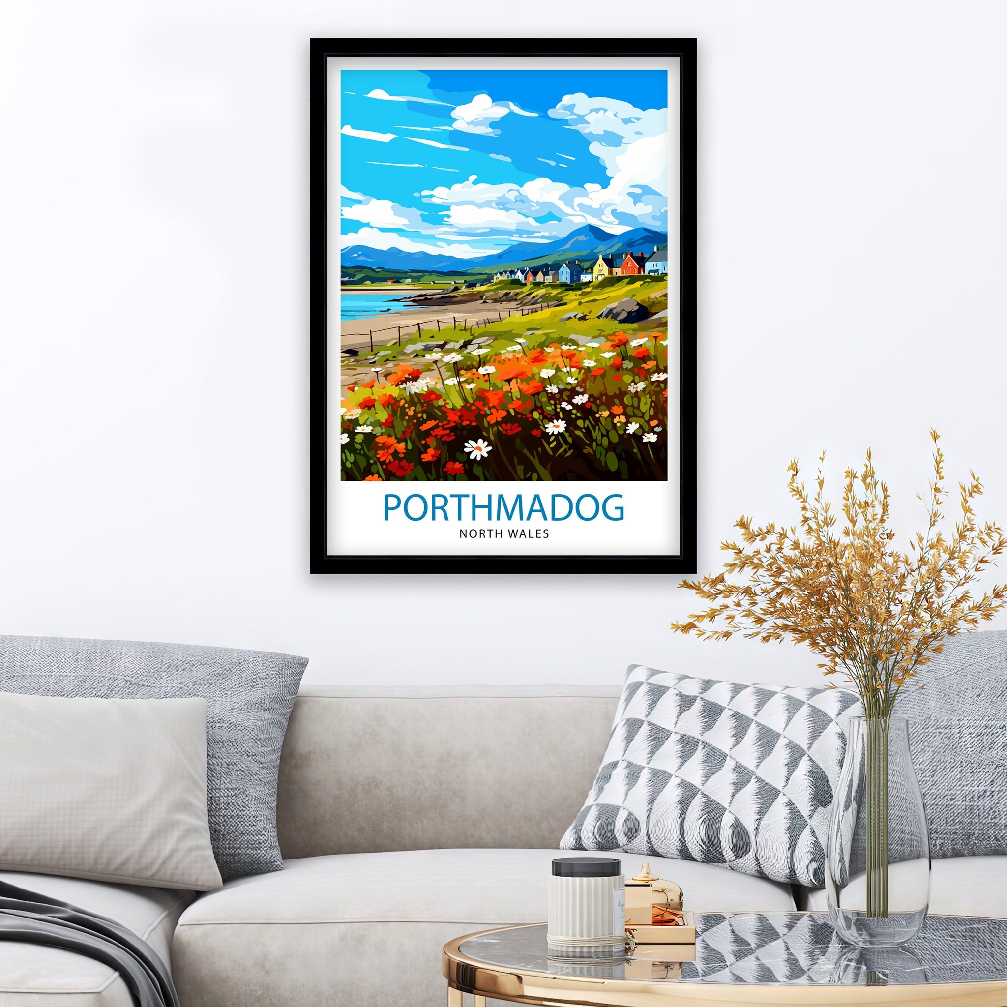Porthmadog North Wales Travel Print Wales Wall Decor Porthmadog Poster North Wales Travel Prints Wales Art Print Porthmadog Illustration