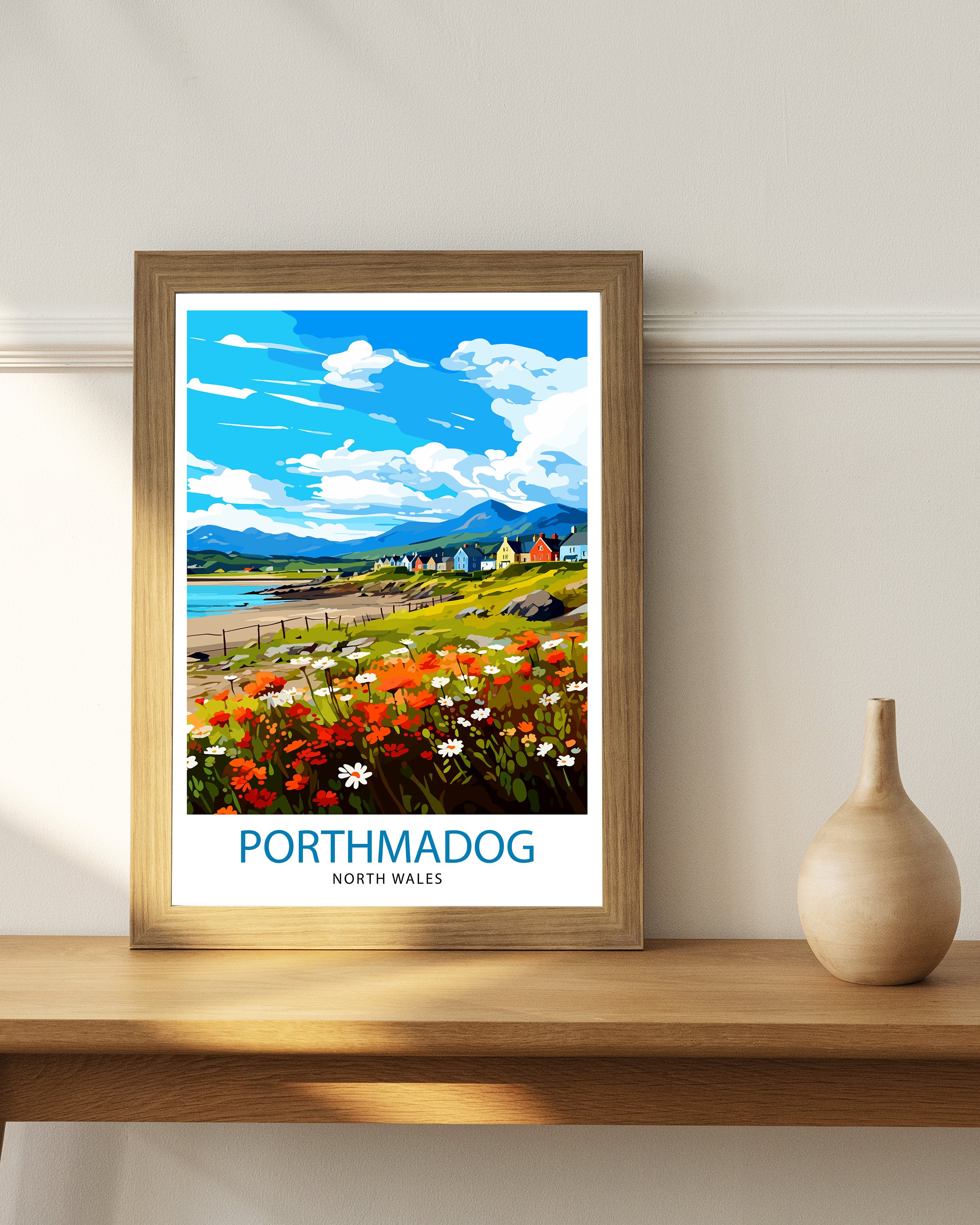 Porthmadog North Wales Travel Print Wales Wall Decor Porthmadog Poster North Wales Travel Prints Wales Art Print Porthmadog Illustration