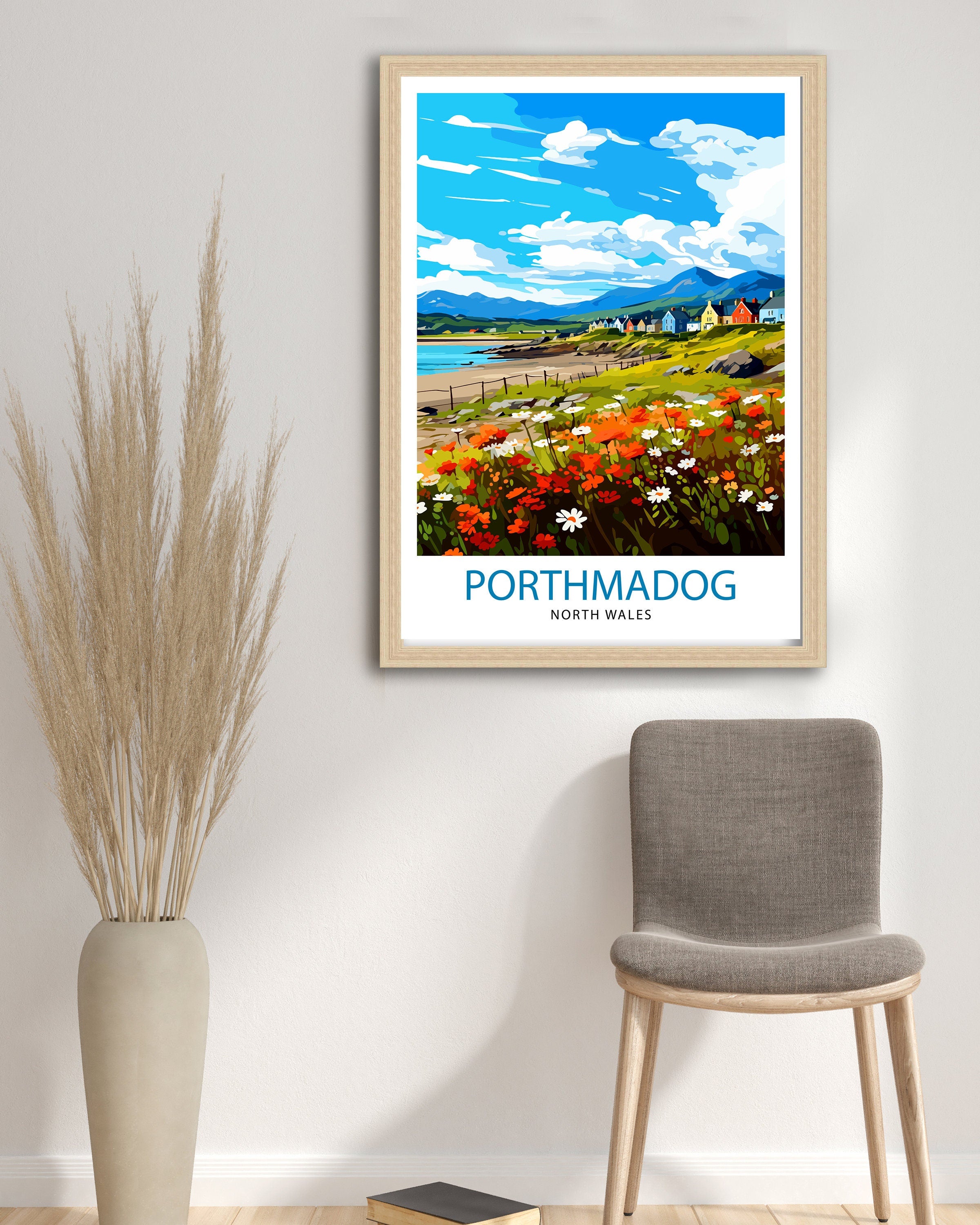 Porthmadog North Wales Travel Print Wales Wall Decor Porthmadog Poster North Wales Travel Prints Wales Art Print Porthmadog Illustration