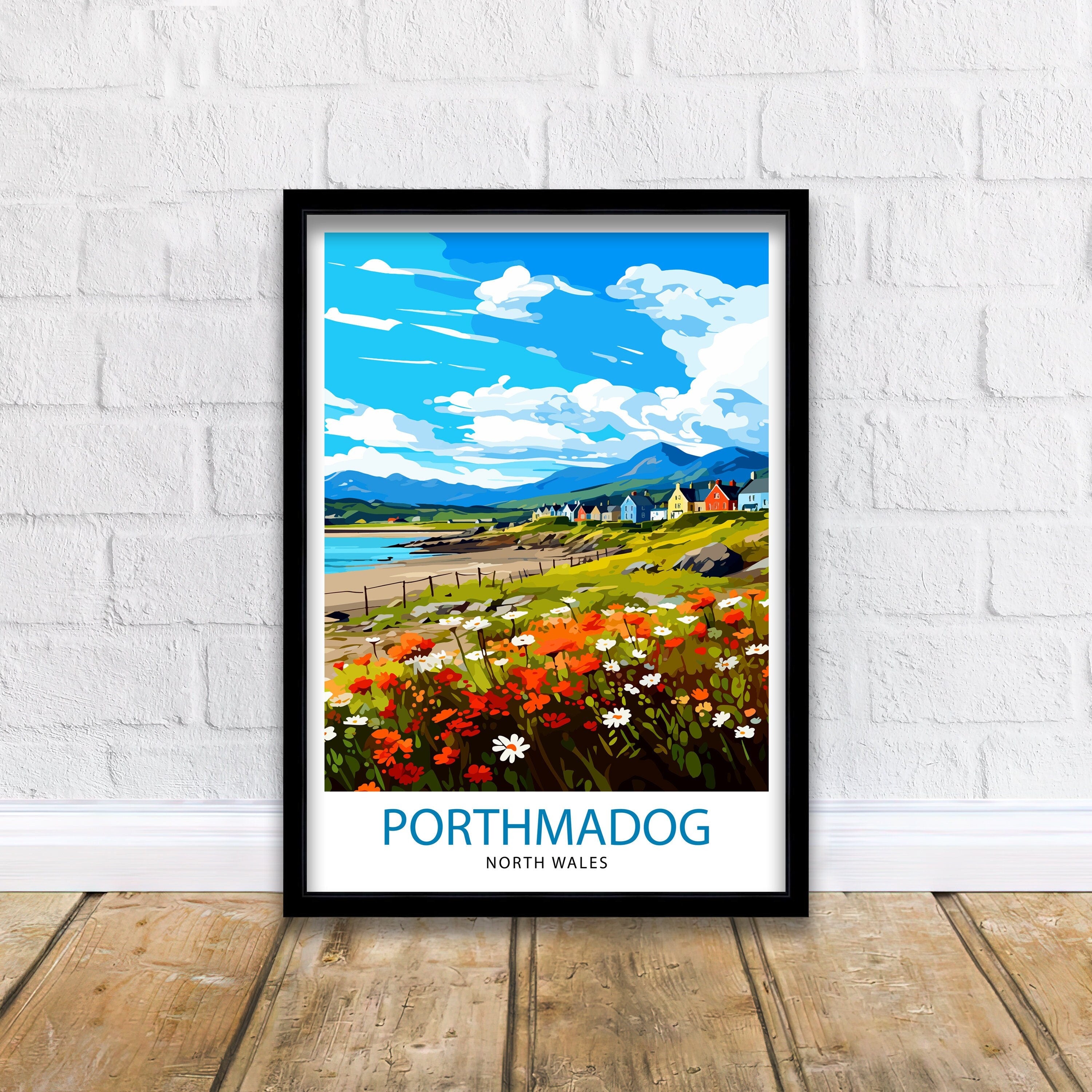 Porthmadog North Wales Travel Print Wales Wall Decor Porthmadog Poster North Wales Travel Prints Wales Art Print Porthmadog Illustration
