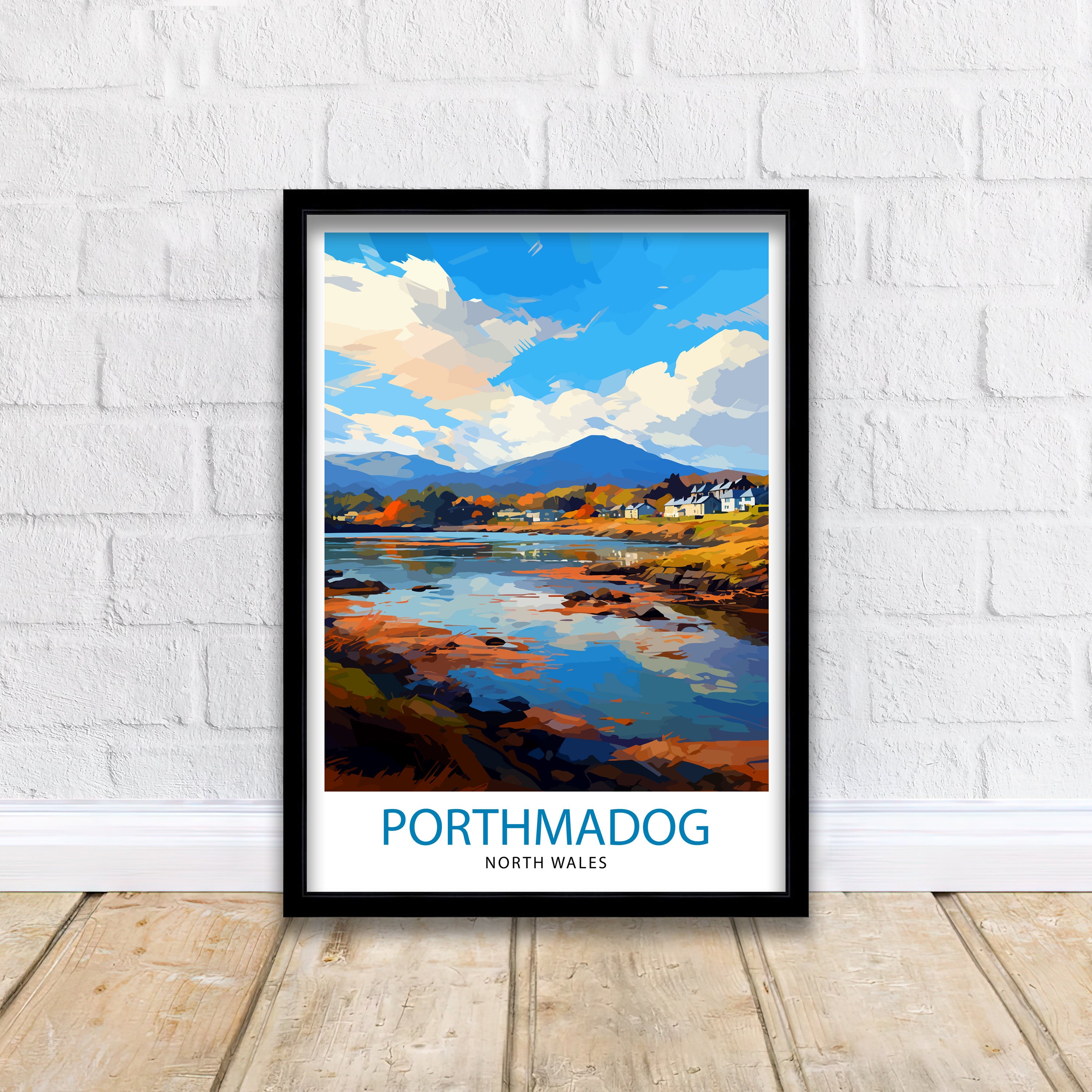 Porthmadog North Wales Travel Print Wales Wall Decor Porthmadog Poster North Wales Travel Prints Wales Art Print Porthmadog Illustration