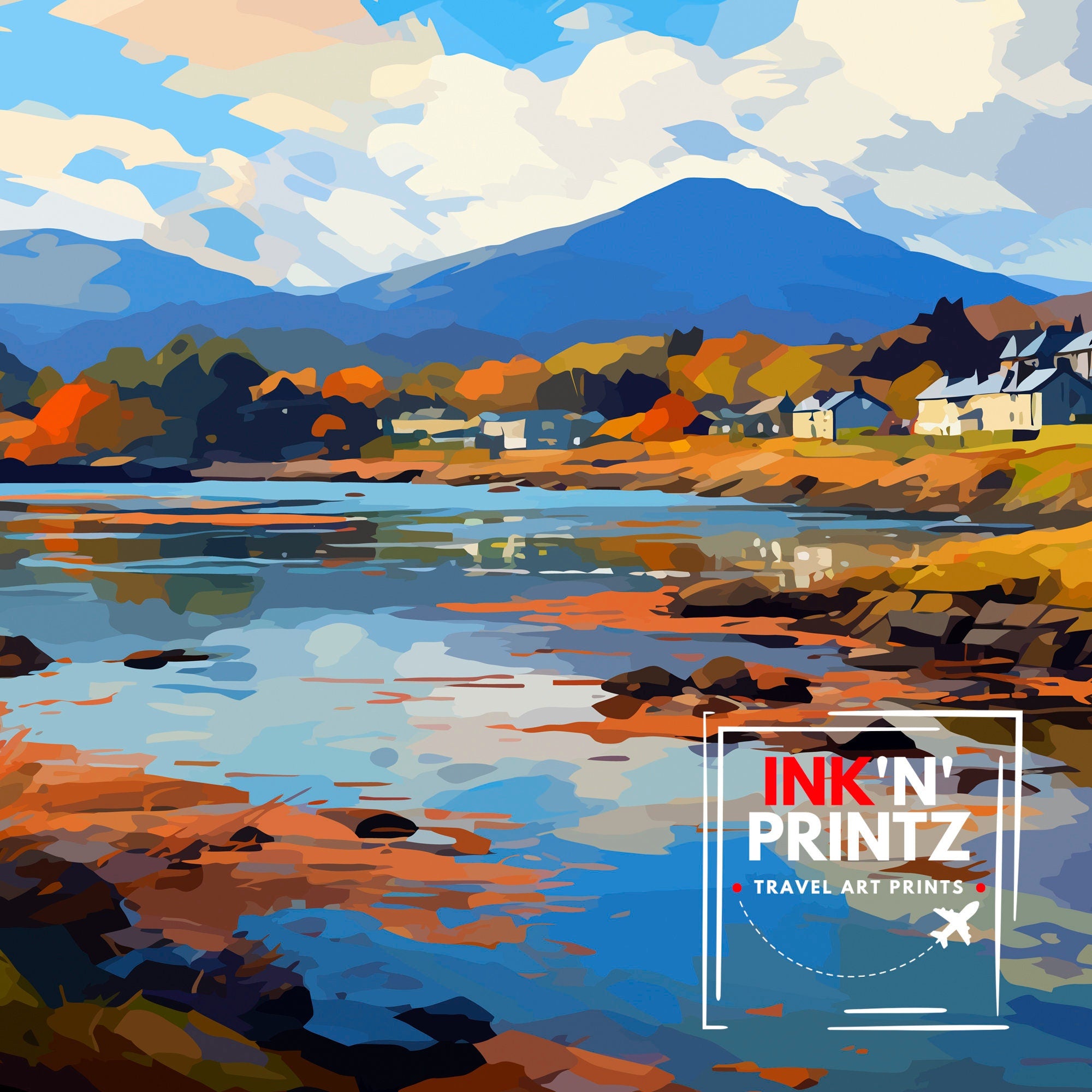 Porthmadog North Wales Travel Print Wales Wall Decor Porthmadog Poster North Wales Travel Prints Wales Art Print Porthmadog Illustration