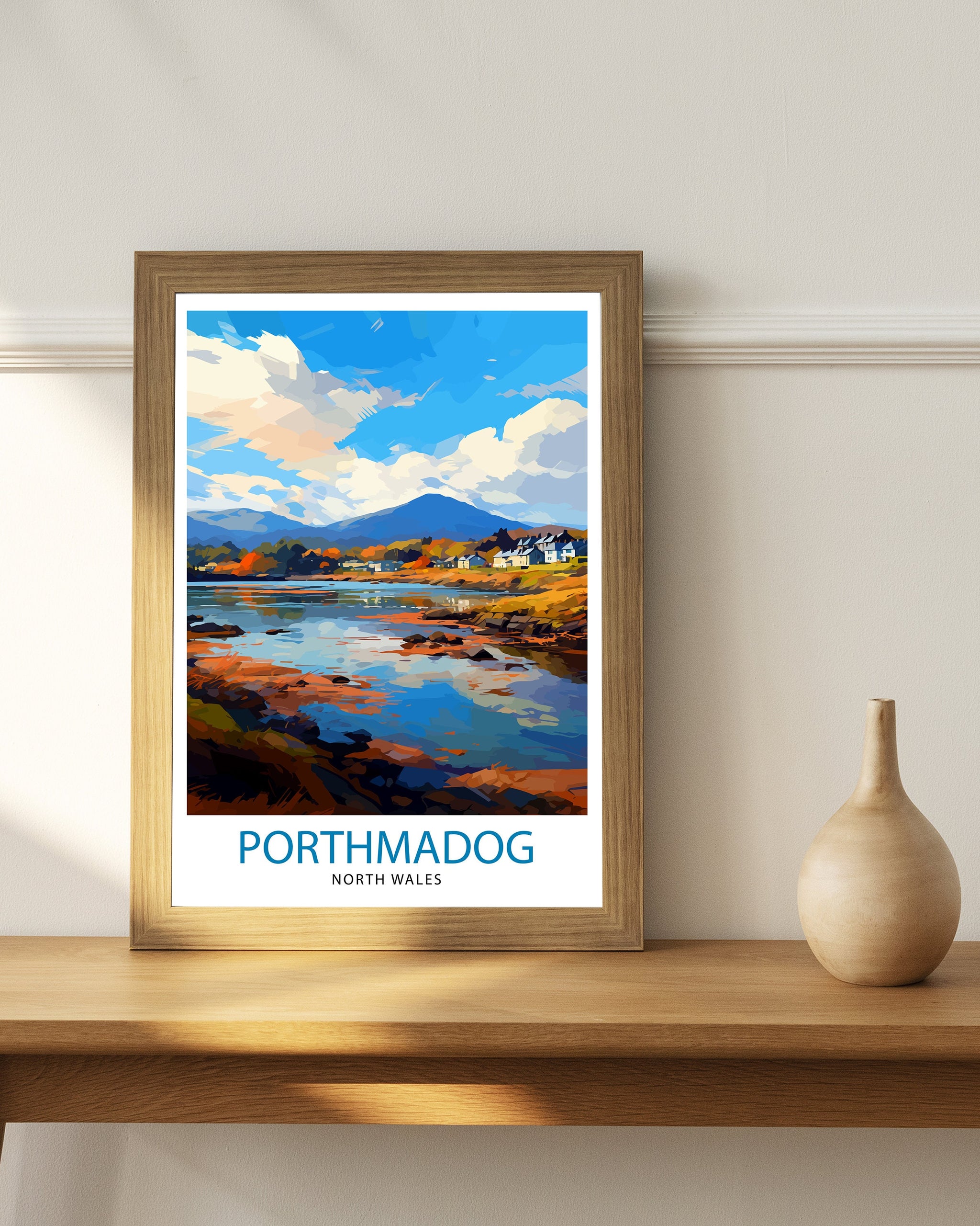 Porthmadog North Wales Travel Print Wales Wall Decor Porthmadog Poster North Wales Travel Prints Wales Art Print Porthmadog Illustration