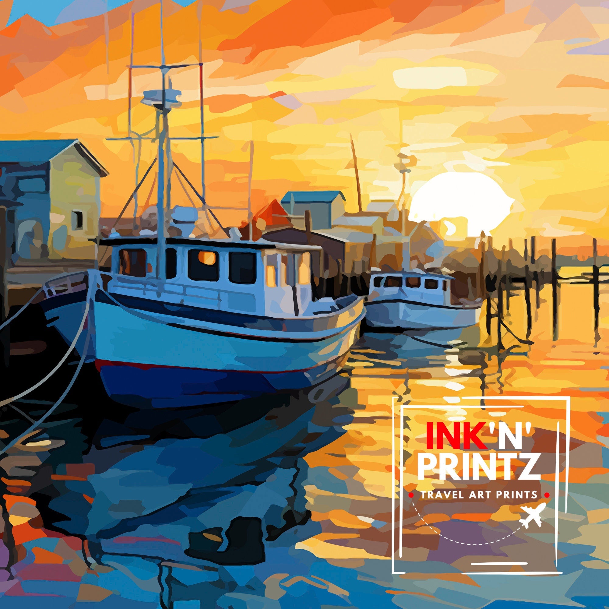 Port Aransas Texas Travel Print| Texas Coastal Decor Port Aransas Poster Beach Travel Prints Texas Art Print Port Aransas Illustration