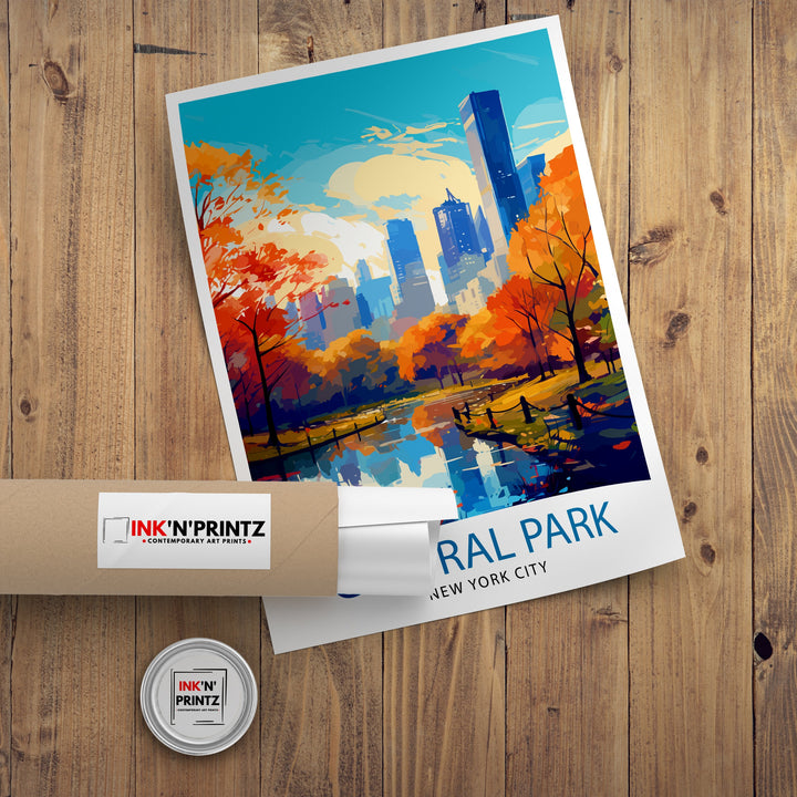 Central Park New York Travel Poster NYC