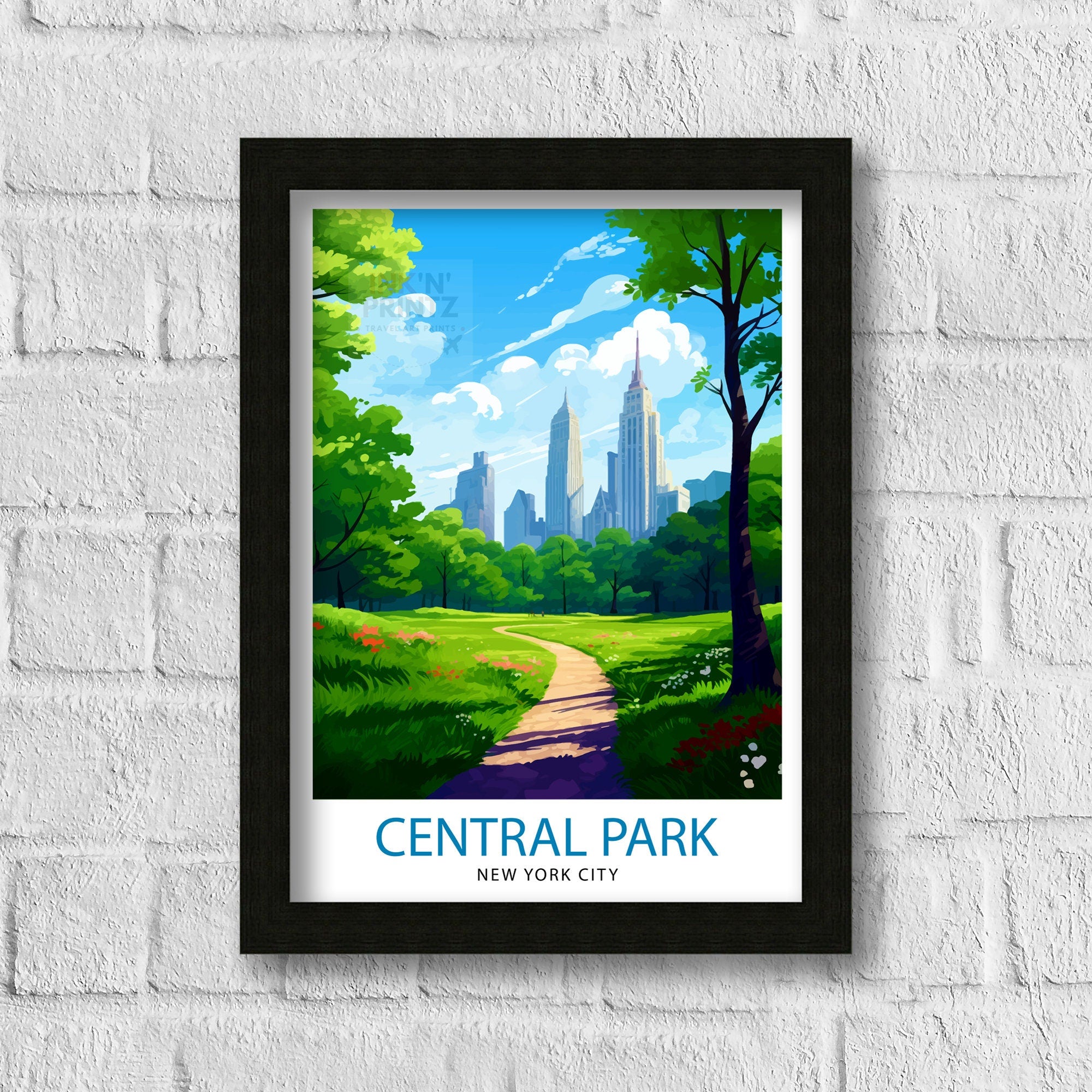 Central Park New York Travel Print| Central Park Wall Decor Central Park Poster NYC Travel Prints Central Park Art Print Central Park