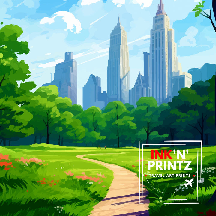 Central Park New York Travel Poster