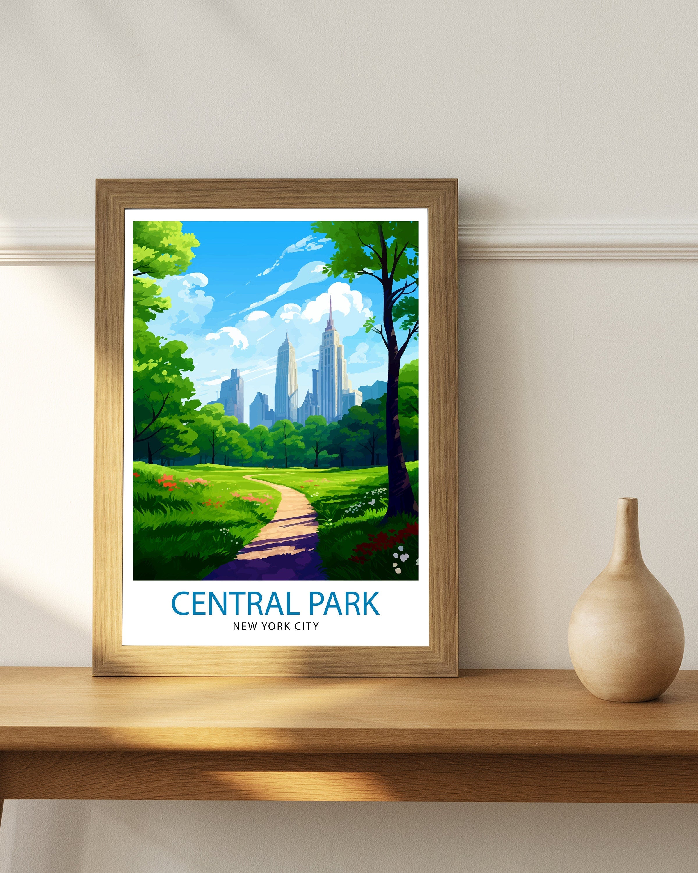 Central Park New York Travel Print| Central Park Wall Decor Central Park Poster NYC Travel Prints Central Park Art Print Central Park