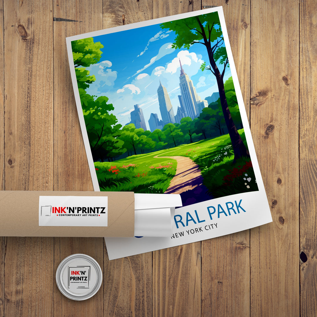 Central Park New York Travel Poster