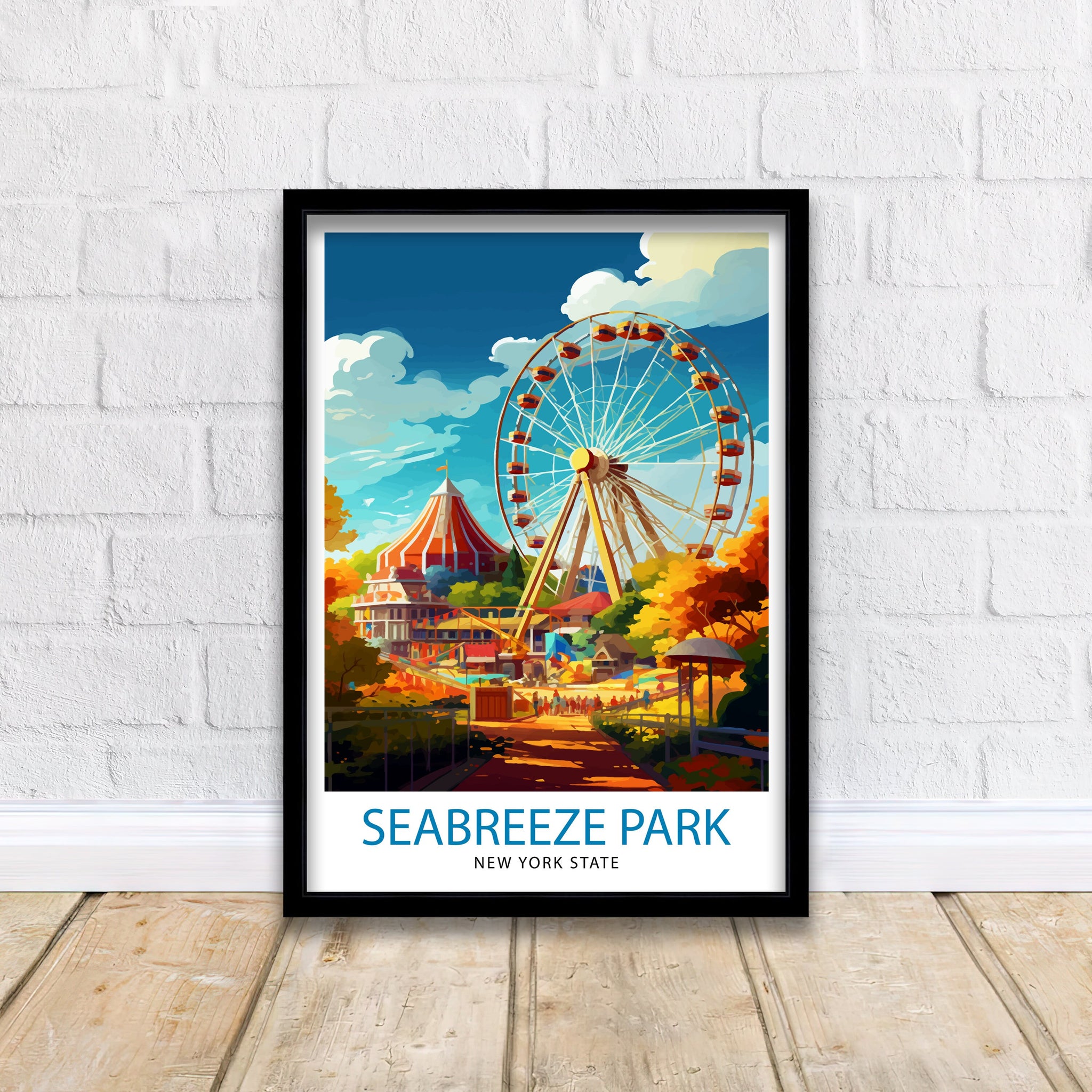Seabreeze Amusement Park Texas Travel Print| Texas Wall Decor Seabreeze Park Poster Amusement Park Travel Prints Texas Art Print