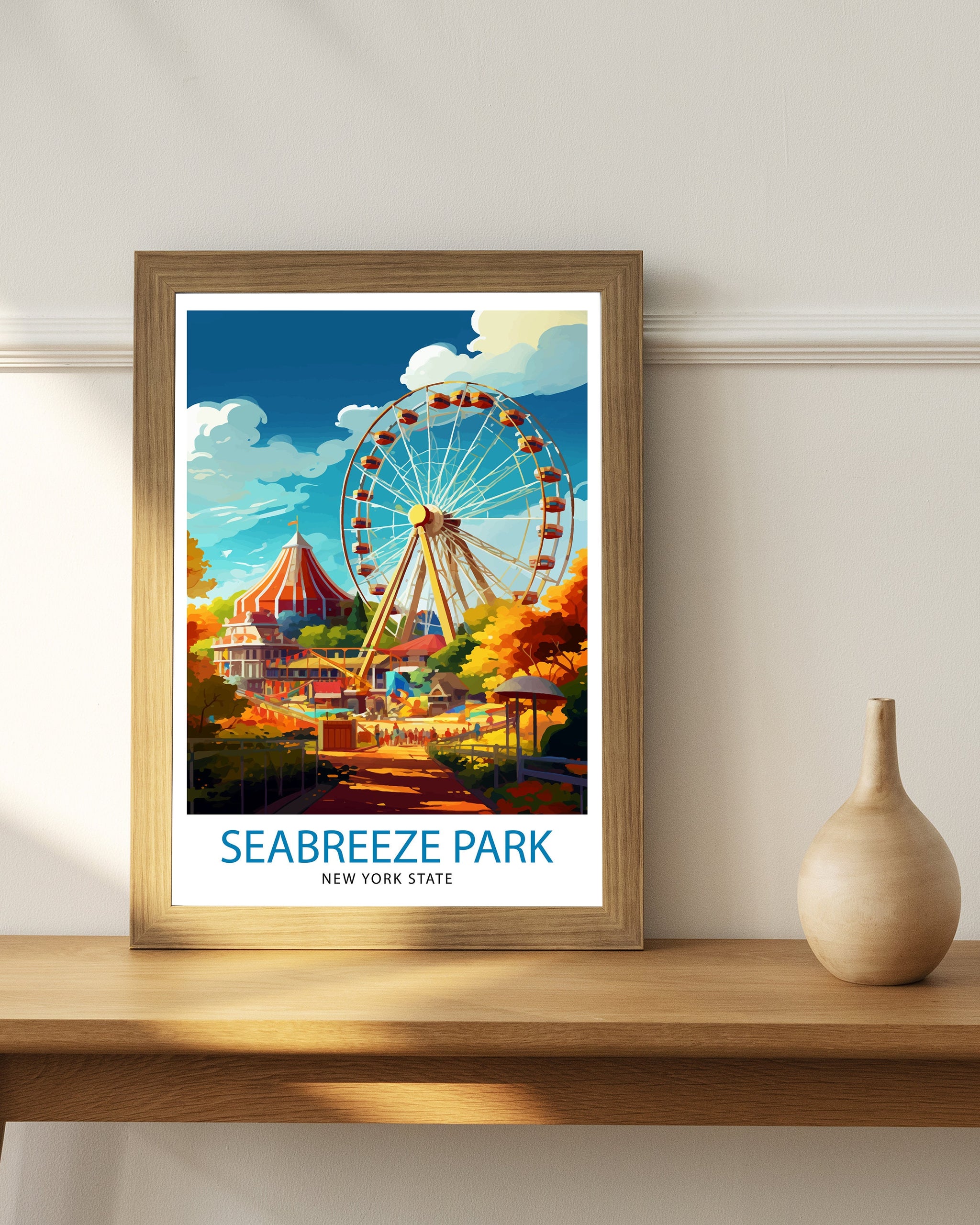 Seabreeze Amusement Park Texas Travel Print| Texas Wall Decor Seabreeze Park Poster Amusement Park Travel Prints Texas Art Print