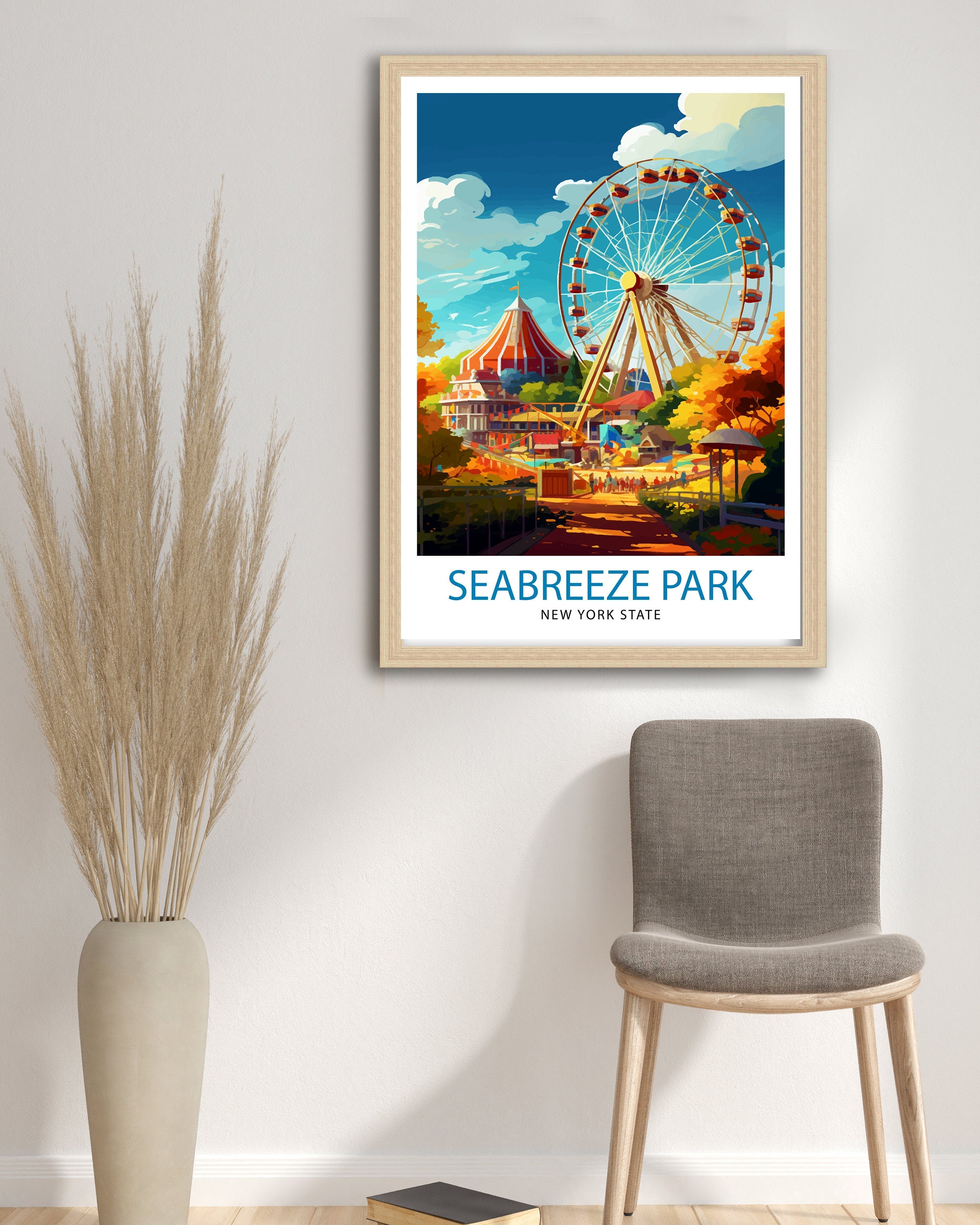 Seabreeze Amusement Park Texas Travel Print| Texas Wall Decor Seabreeze Park Poster Amusement Park Travel Prints Texas Art Print