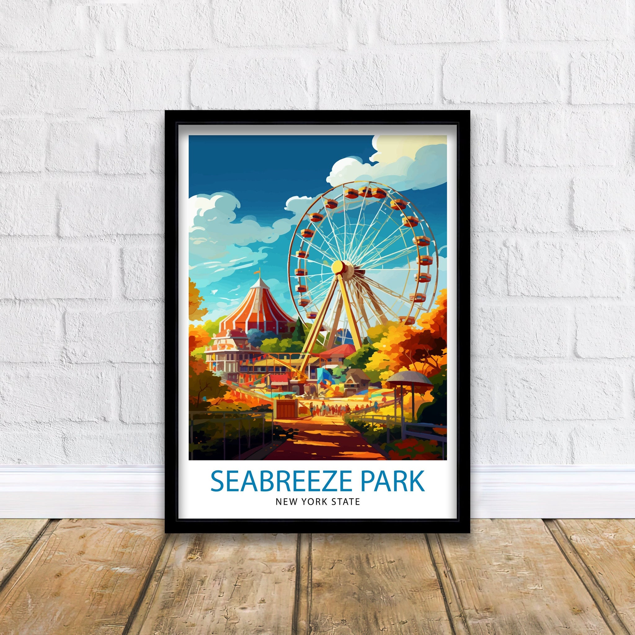 Seabreeze Amusement Park Texas Travel Print| Texas Wall Decor Seabreeze Park Poster Amusement Park Travel Prints Texas Art Print