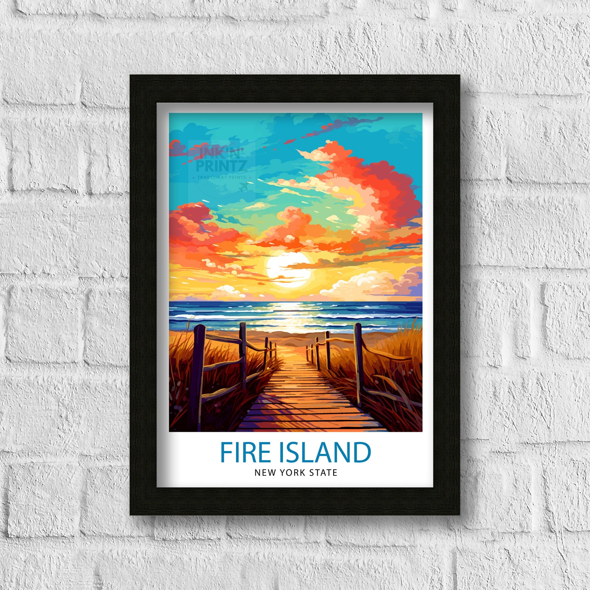 Fire Island New York State Travel Print| Fire Island Wall Decor Fire Island Poster New York Travel Prints Fire Island Art Print Fire Island