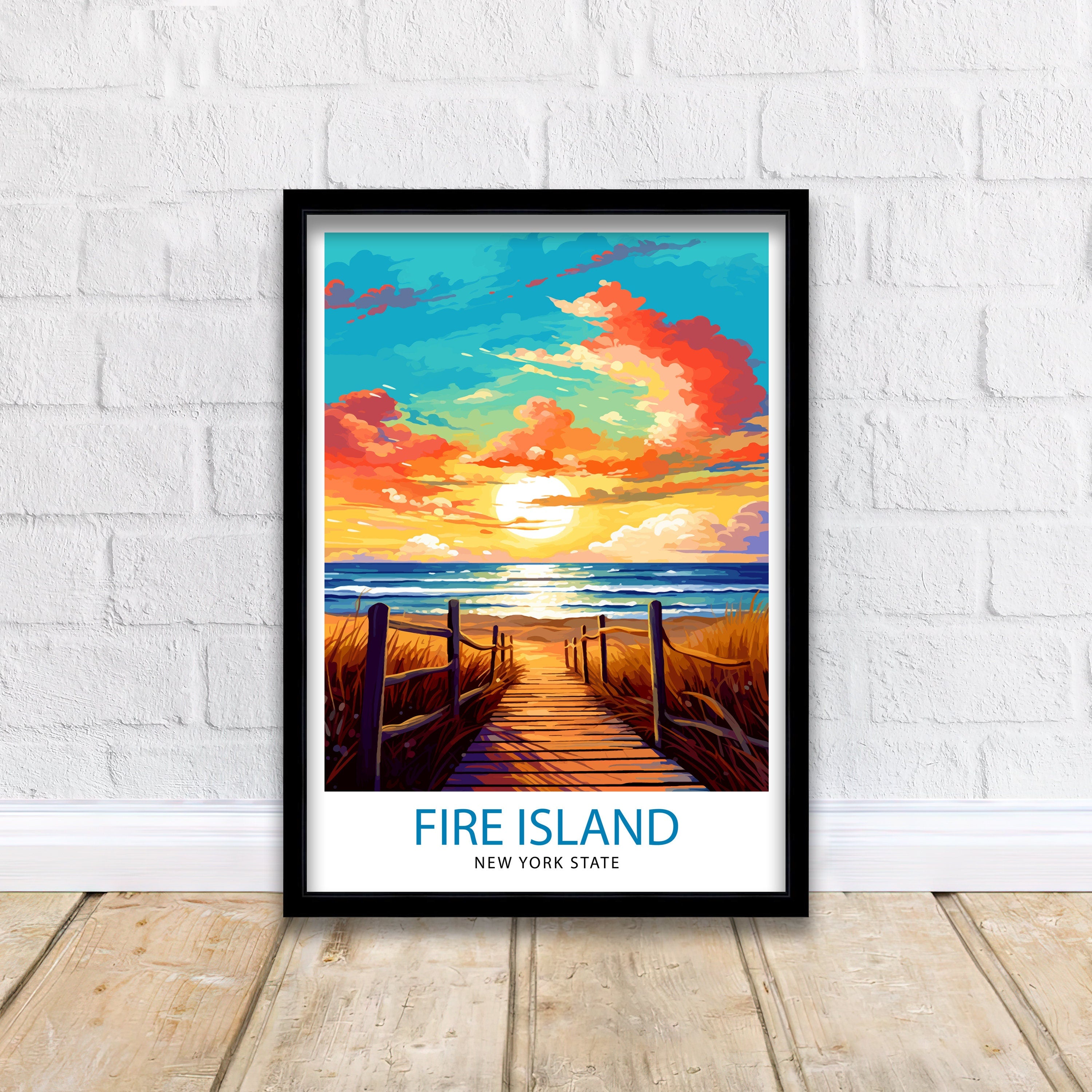 Fire Island New York State Travel Print| Fire Island Wall Decor Fire Island Poster New York Travel Prints Fire Island Art Print Fire Island