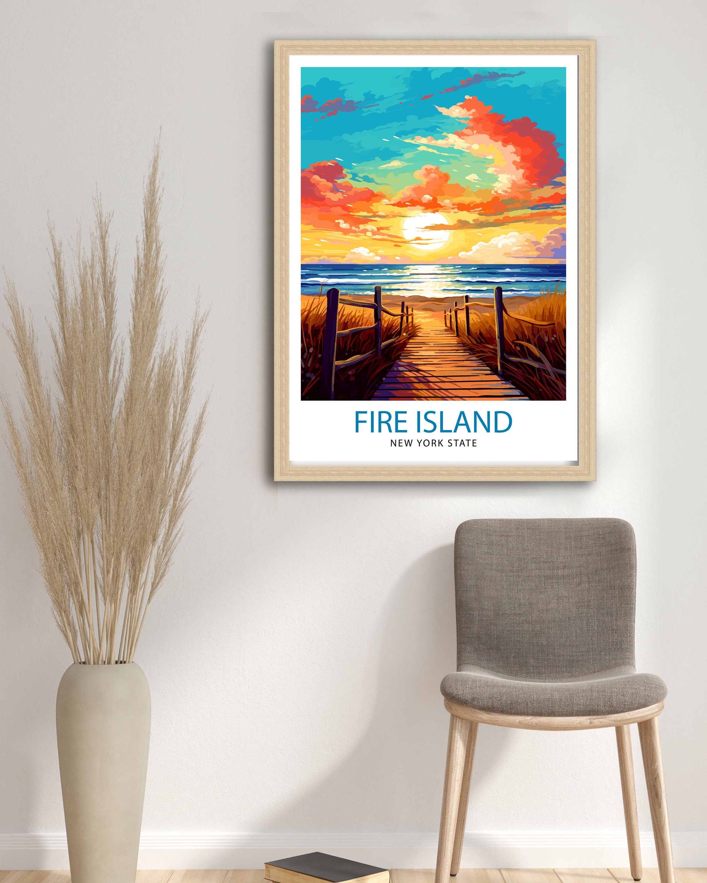Fire Island New York State Travel Print| Fire Island Wall Decor Fire Island Poster New York Travel Prints Fire Island Art Print Fire Island