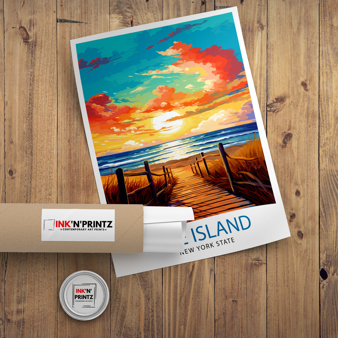 Fire Island New York State Travel Poster