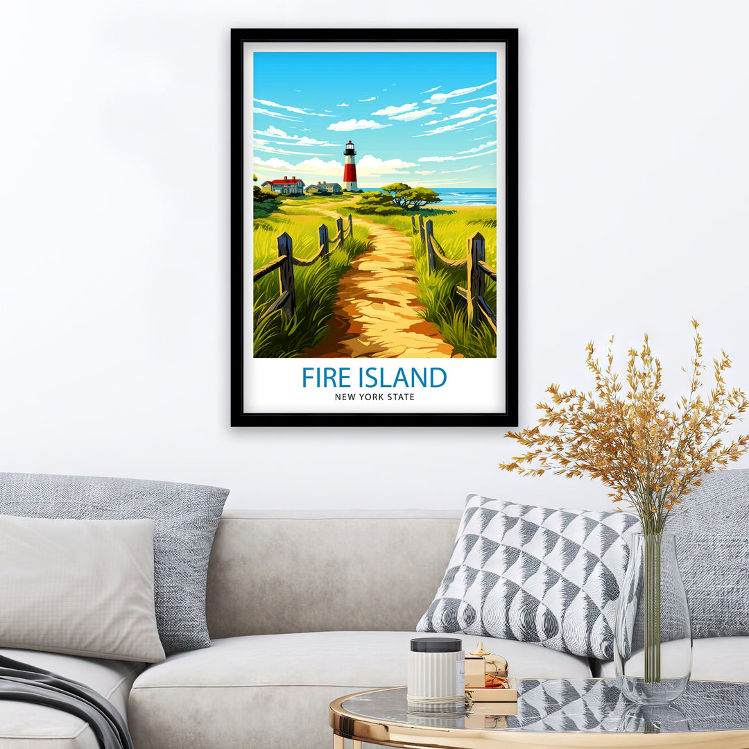 Fire Island New York State Travel Print| Fire Island Wall Decor Fire Island Poster New York Travel Prints Fire Island Art Print Fire Island