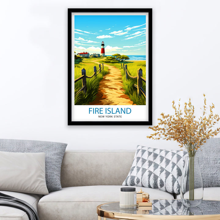 Fire Island New York State Travel Print| Fire Island Wall Decor Fire Island Poster New York Travel Prints Fire Island Art Print Fire Island