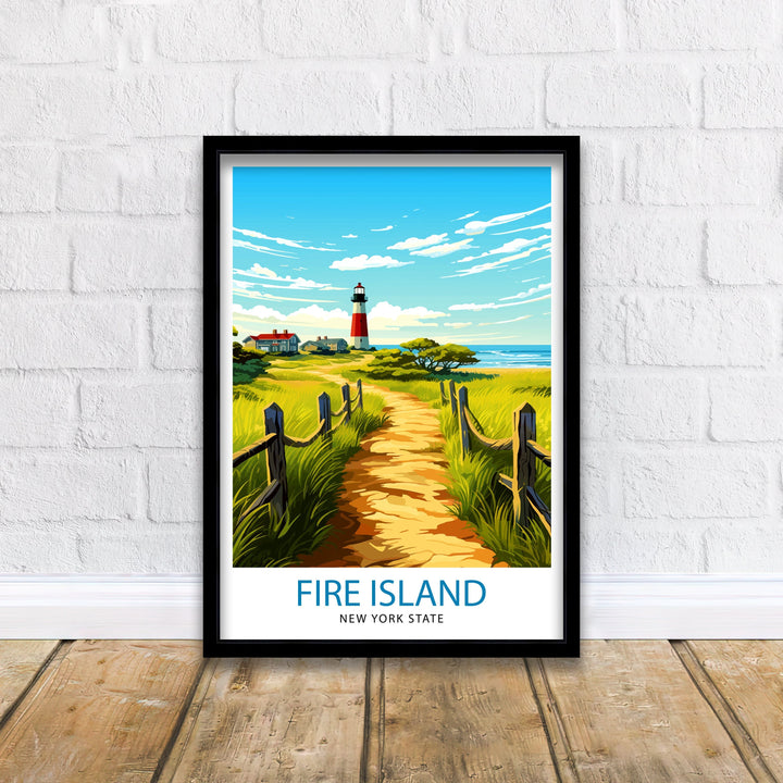 Fire Island New York State Travel Print| Fire Island Wall Decor Fire Island Poster New York Travel Prints Fire Island Art Print Fire Island