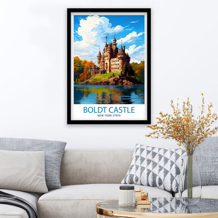 Boldt Castle New York State Travel Print| New York Wall Decor Thousand Islands Poster NY State Travel Prints Boldt Castle Art Print Thousand