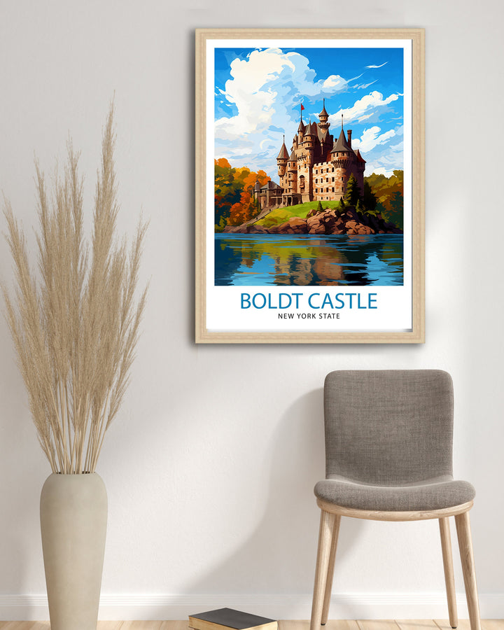 Boldt Castle New York State Travel Print| New York Wall Decor Thousand Islands Poster NY State Travel Prints Boldt Castle Art Print Thousand