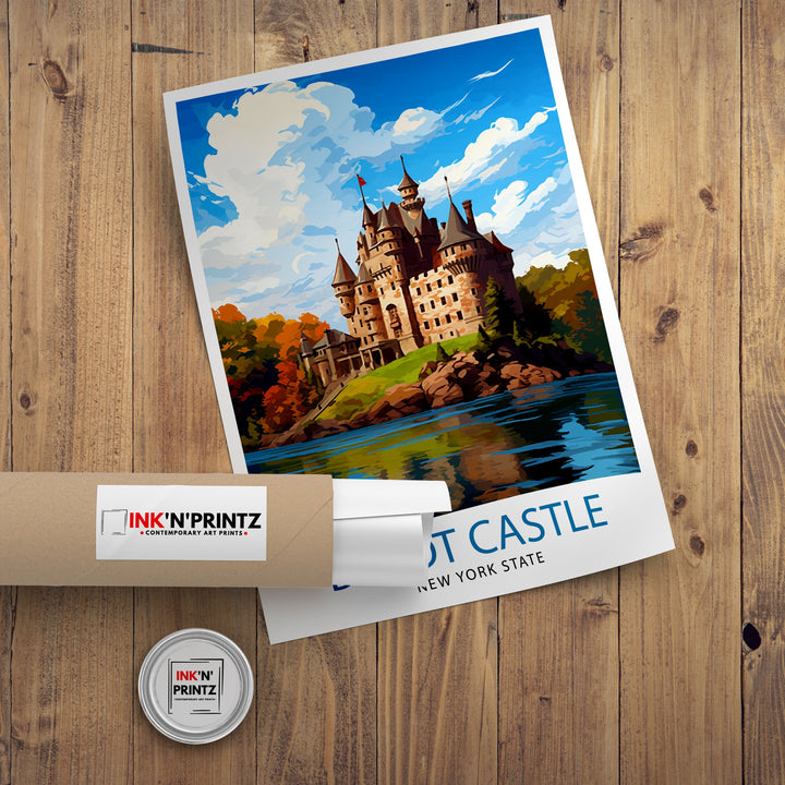 Boldt Castle New York State Travel Print| New York Wall Decor Thousand Islands Poster NY State Travel Prints Boldt Castle Art Print Thousand