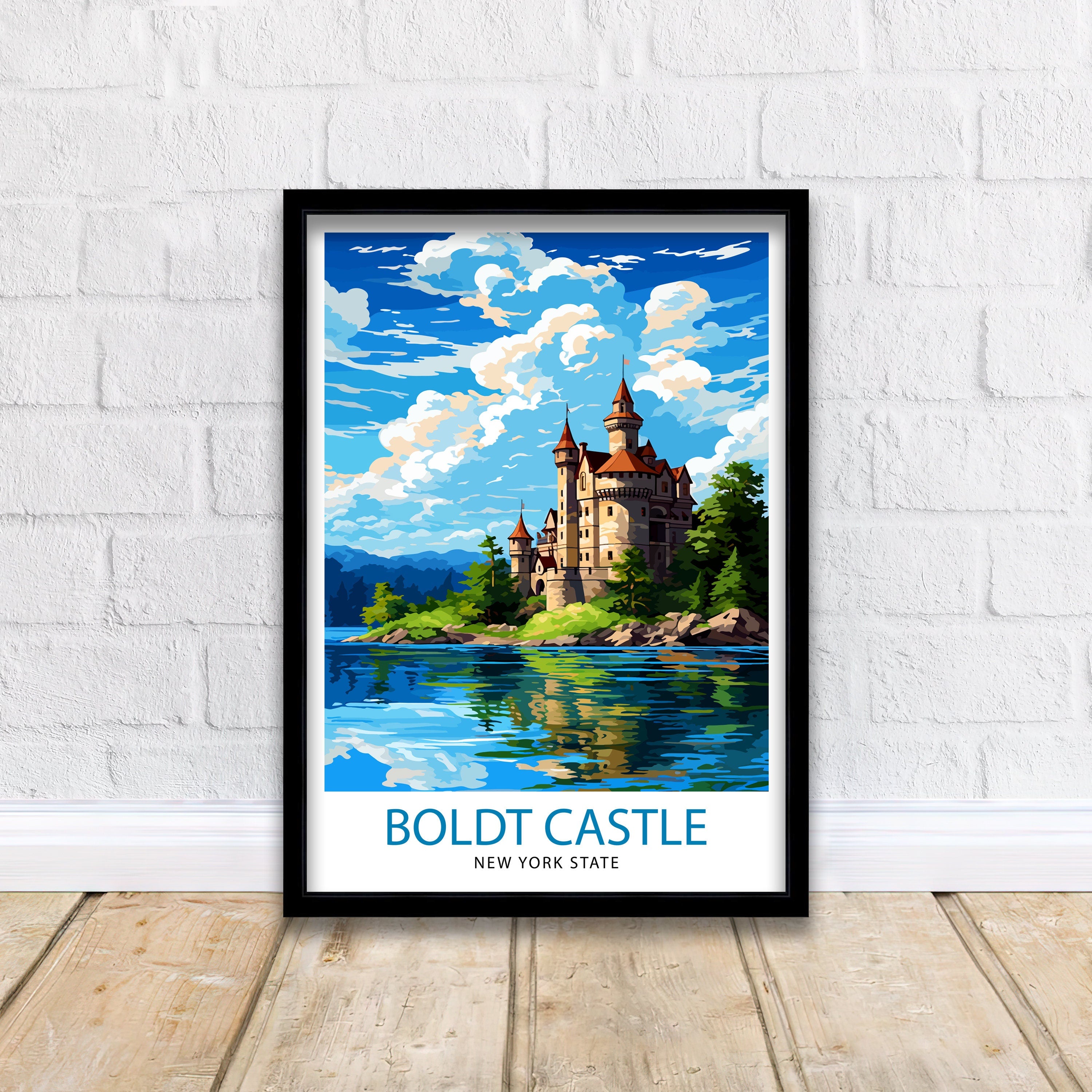 Boldt Castle New York State Travel Print| New York Wall Decor Thousand Islands Poster NY State Travel Prints Boldt Castle Art Print Thousand