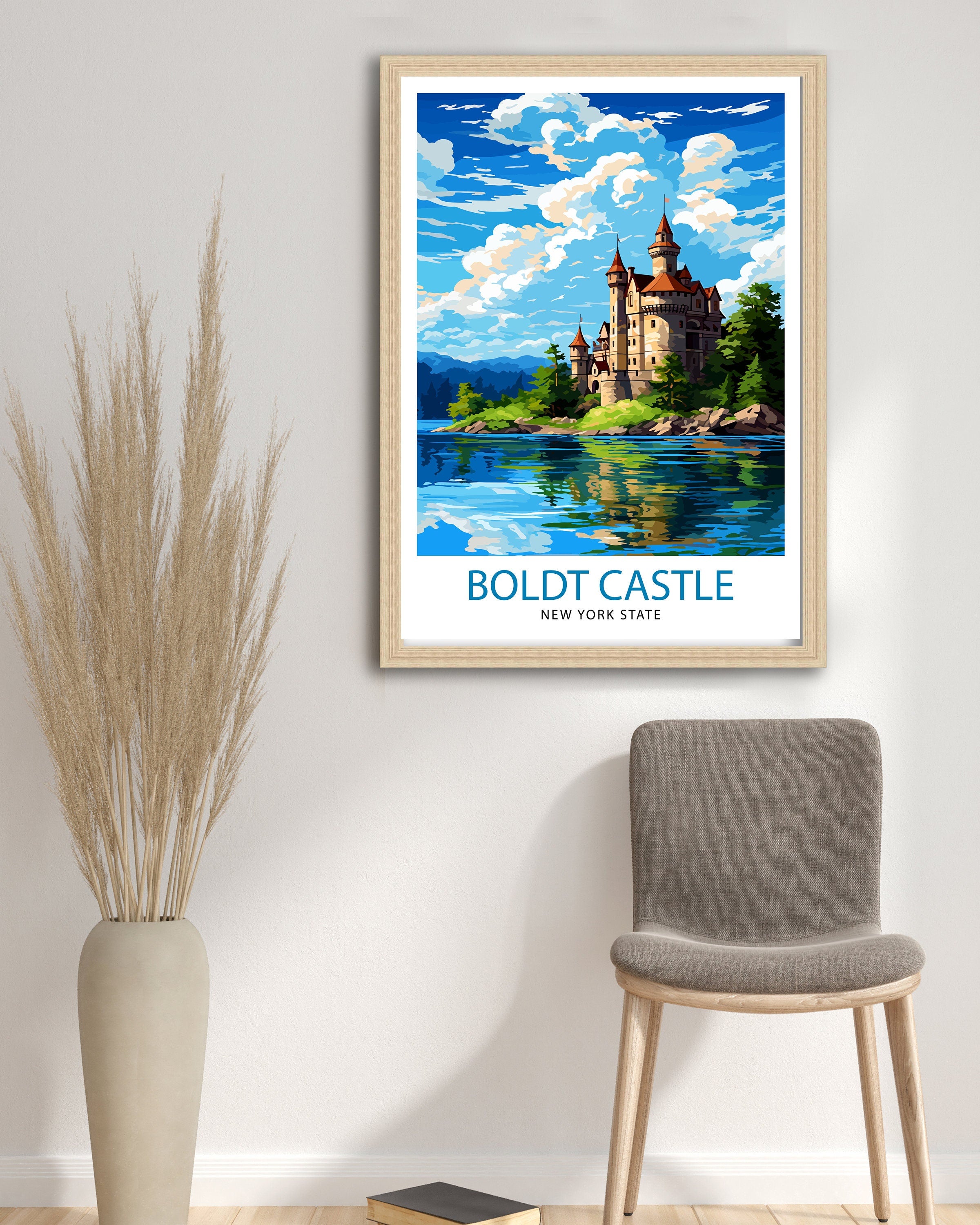 Boldt Castle New York State Travel Print| New York Wall Decor Thousand Islands Poster NY State Travel Prints Boldt Castle Art Print Thousand