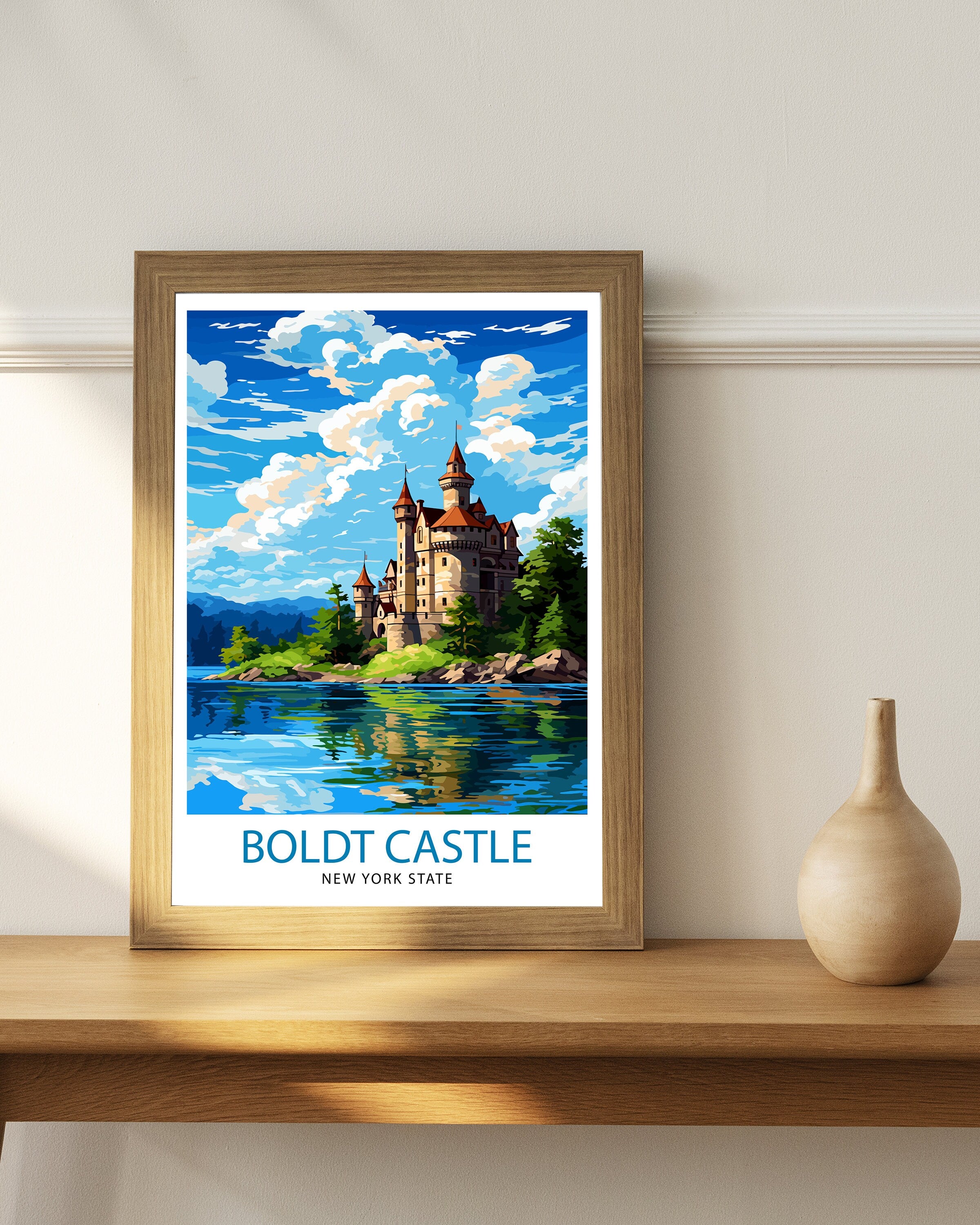 Boldt Castle New York State Travel Print| New York Wall Decor Thousand Islands Poster NY State Travel Prints Boldt Castle Art Print Thousand