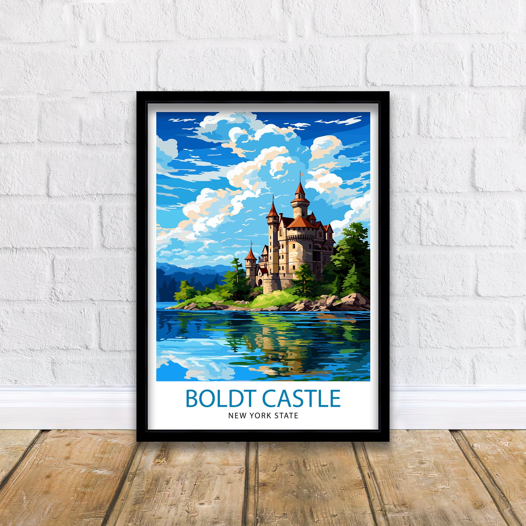 Boldt Castle New York State Travel Print| New York Wall Decor Thousand Islands Poster NY State Travel Prints Boldt Castle Art Print Thousand