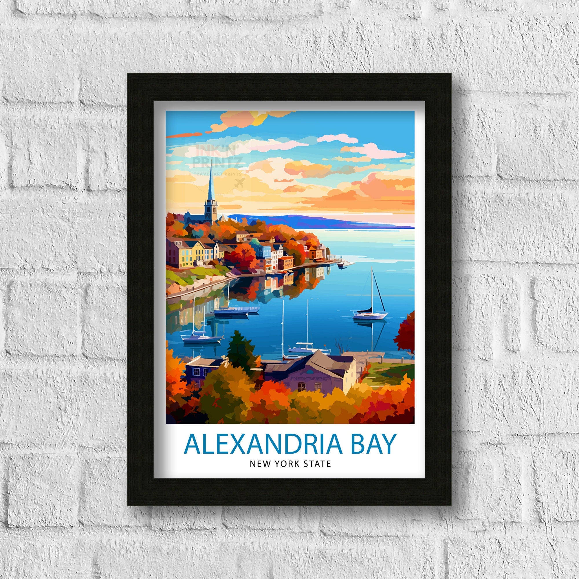 Alexandria Bay New York State Travel Print| New York Wall Decor Alexandria Bay Poster Upstate New York Travel Prints New York Art Print