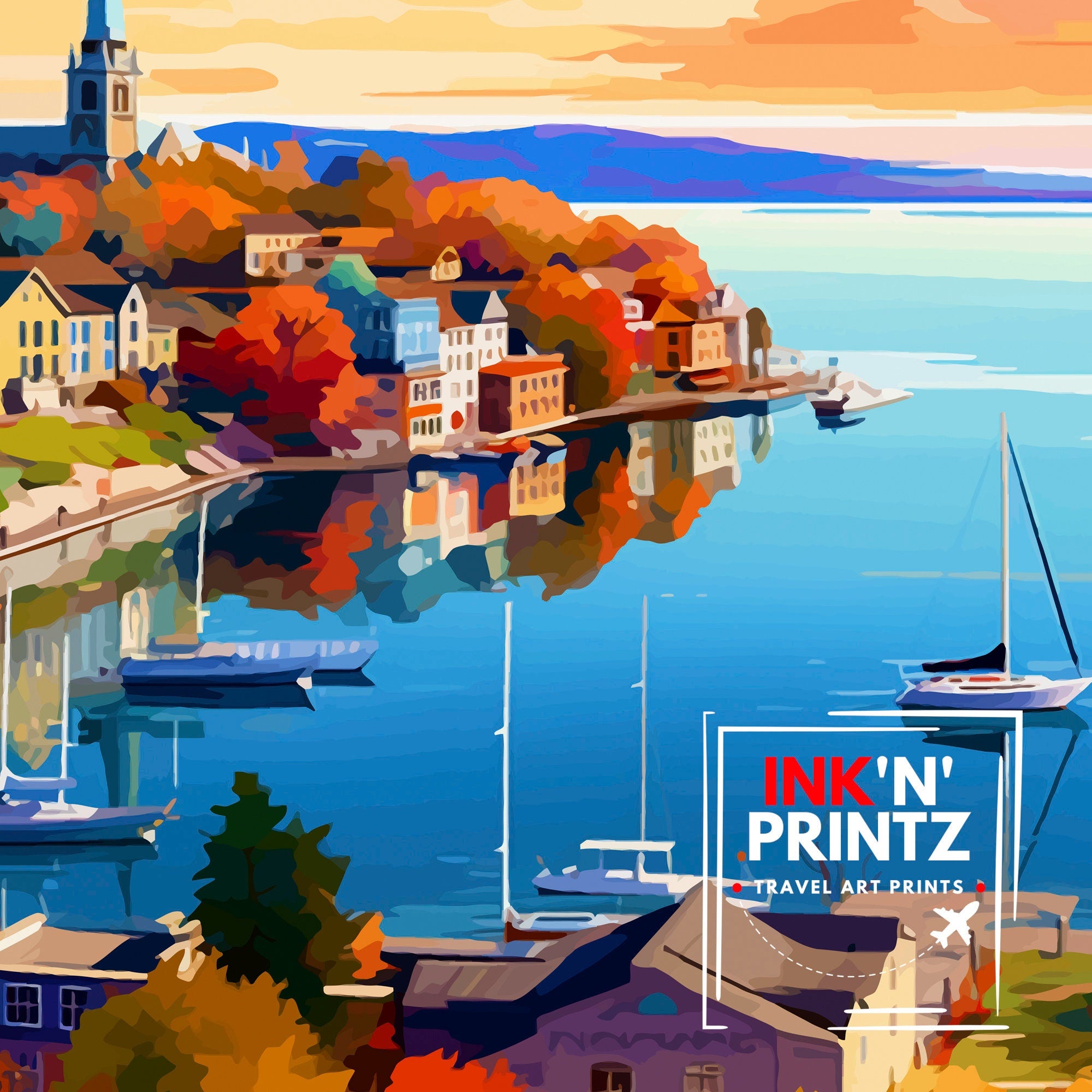 Alexandria Bay New York State Travel Print| New York Wall Decor Alexandria Bay Poster Upstate New York Travel Prints New York Art Print