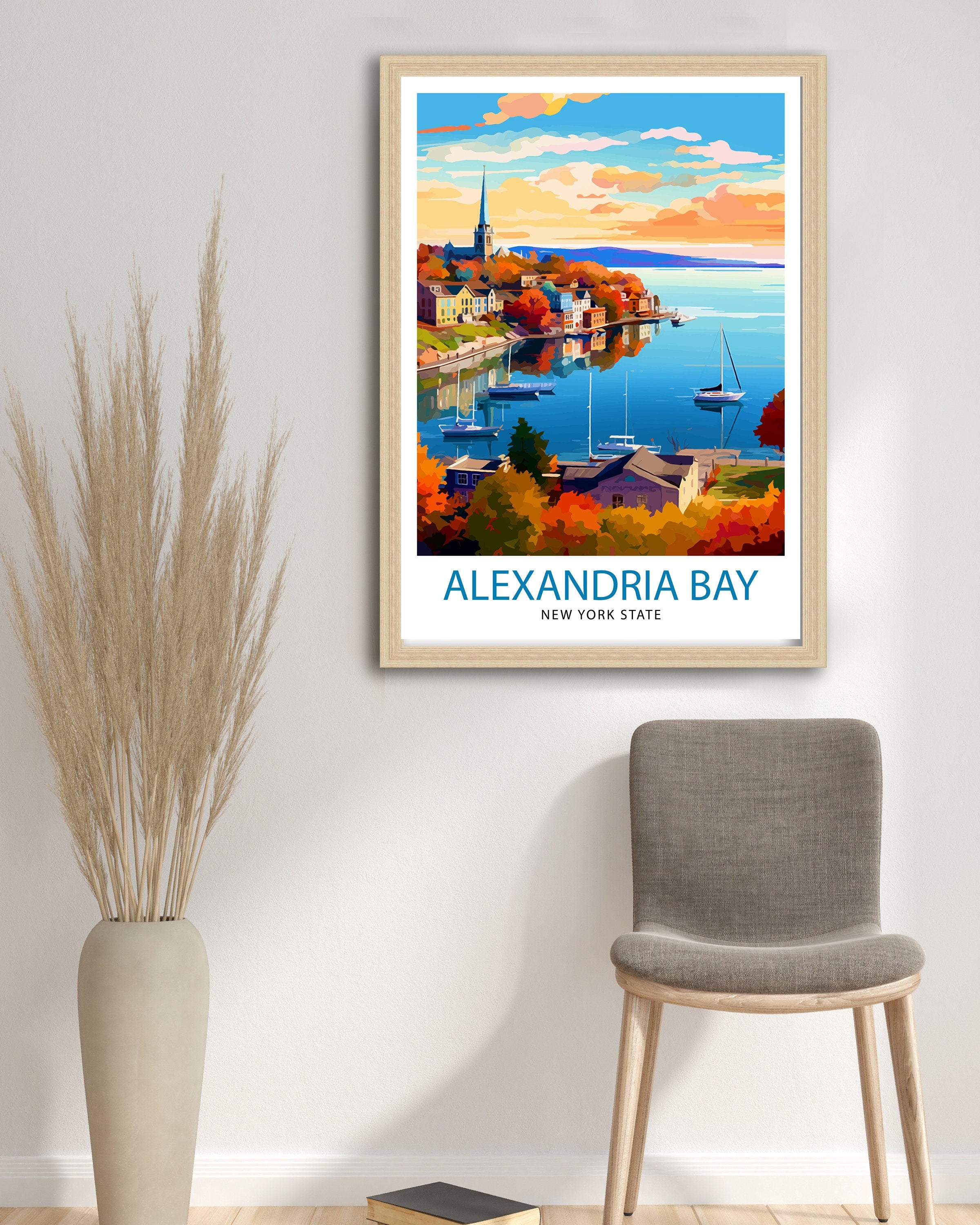 Alexandria Bay New York State Travel Print| New York Wall Decor Alexandria Bay Poster Upstate New York Travel Prints New York Art Print