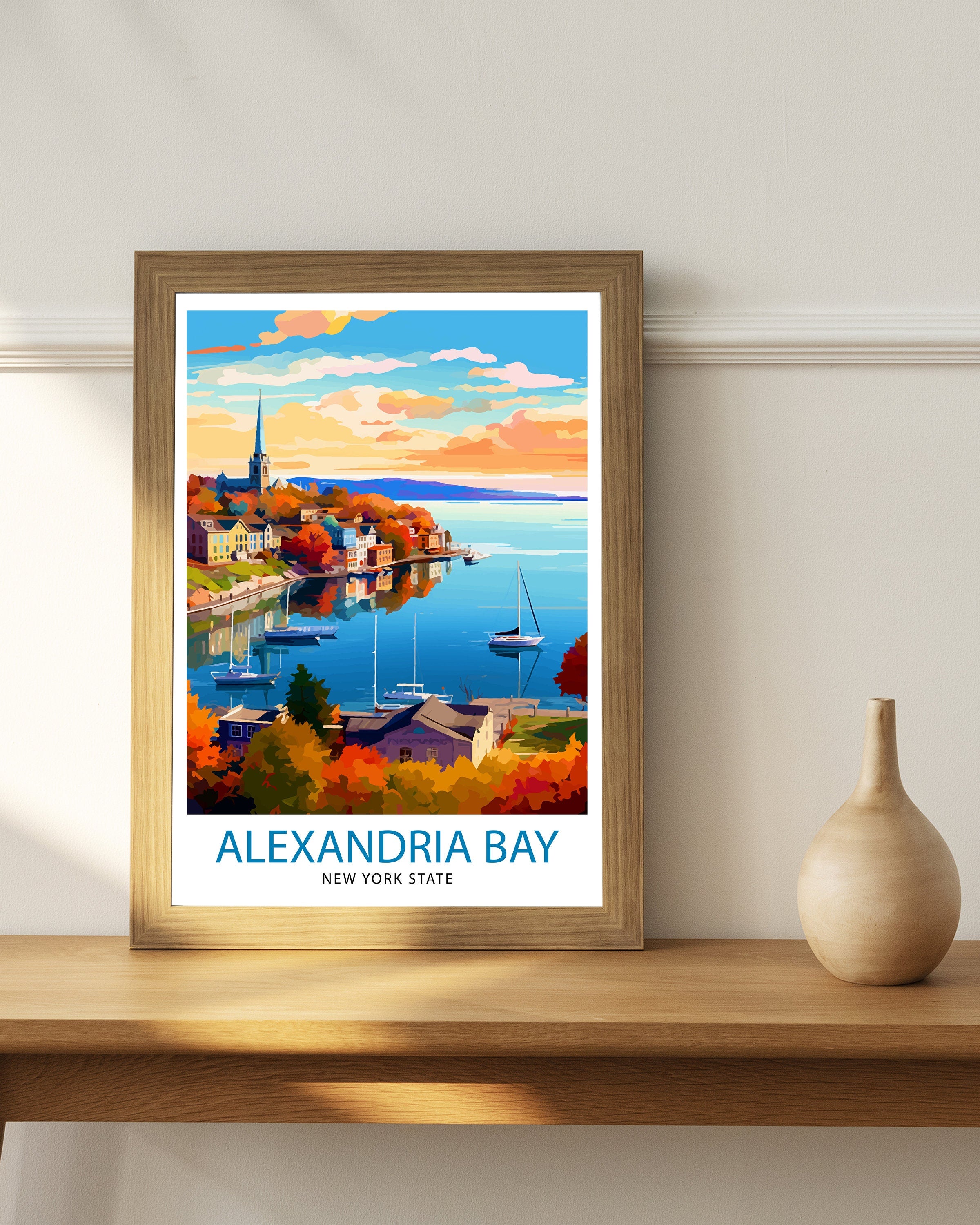 Alexandria Bay New York State Travel Print| New York Wall Decor Alexandria Bay Poster Upstate New York Travel Prints New York Art Print