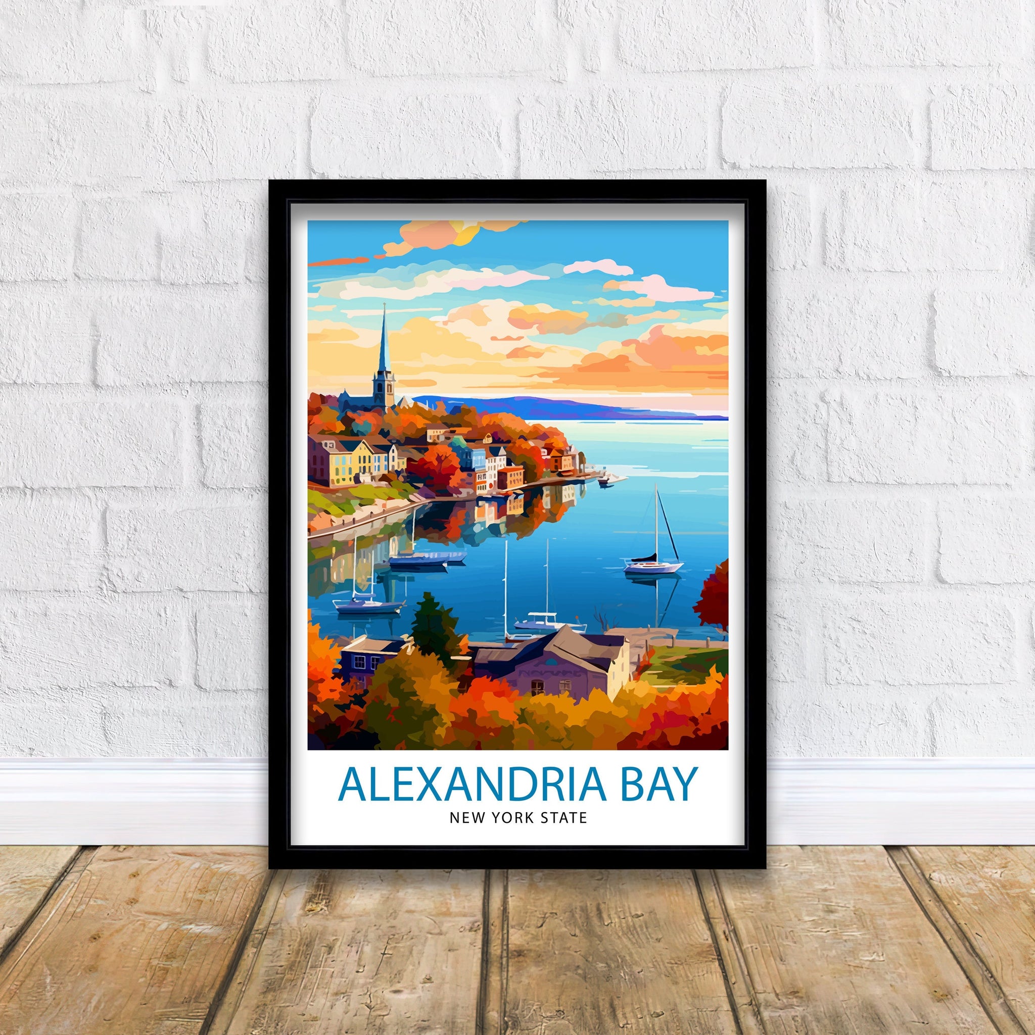 Alexandria Bay New York State Travel Print| New York Wall Decor Alexandria Bay Poster Upstate New York Travel Prints New York Art Print