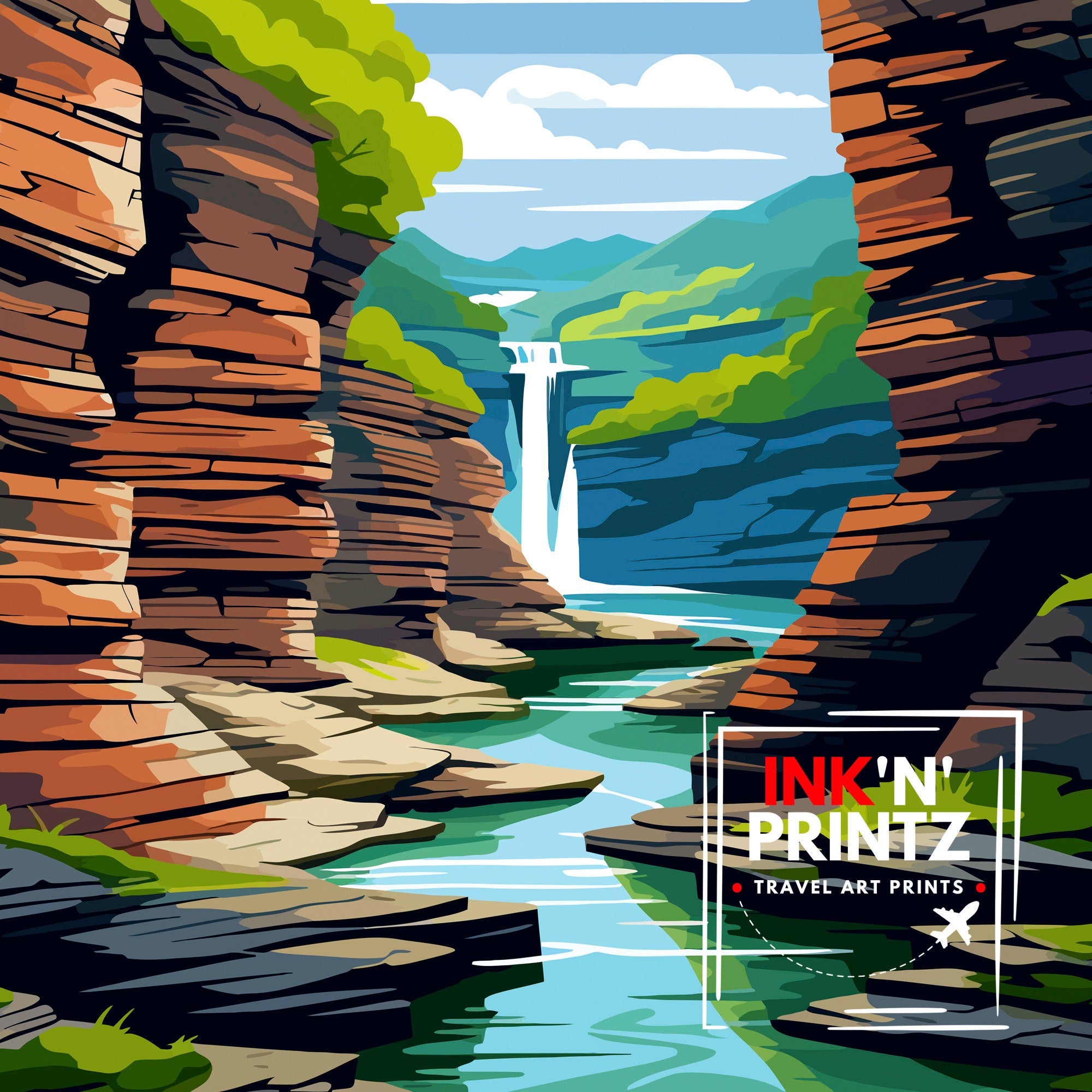 Watkins Glen State Park New York State Travel Poster