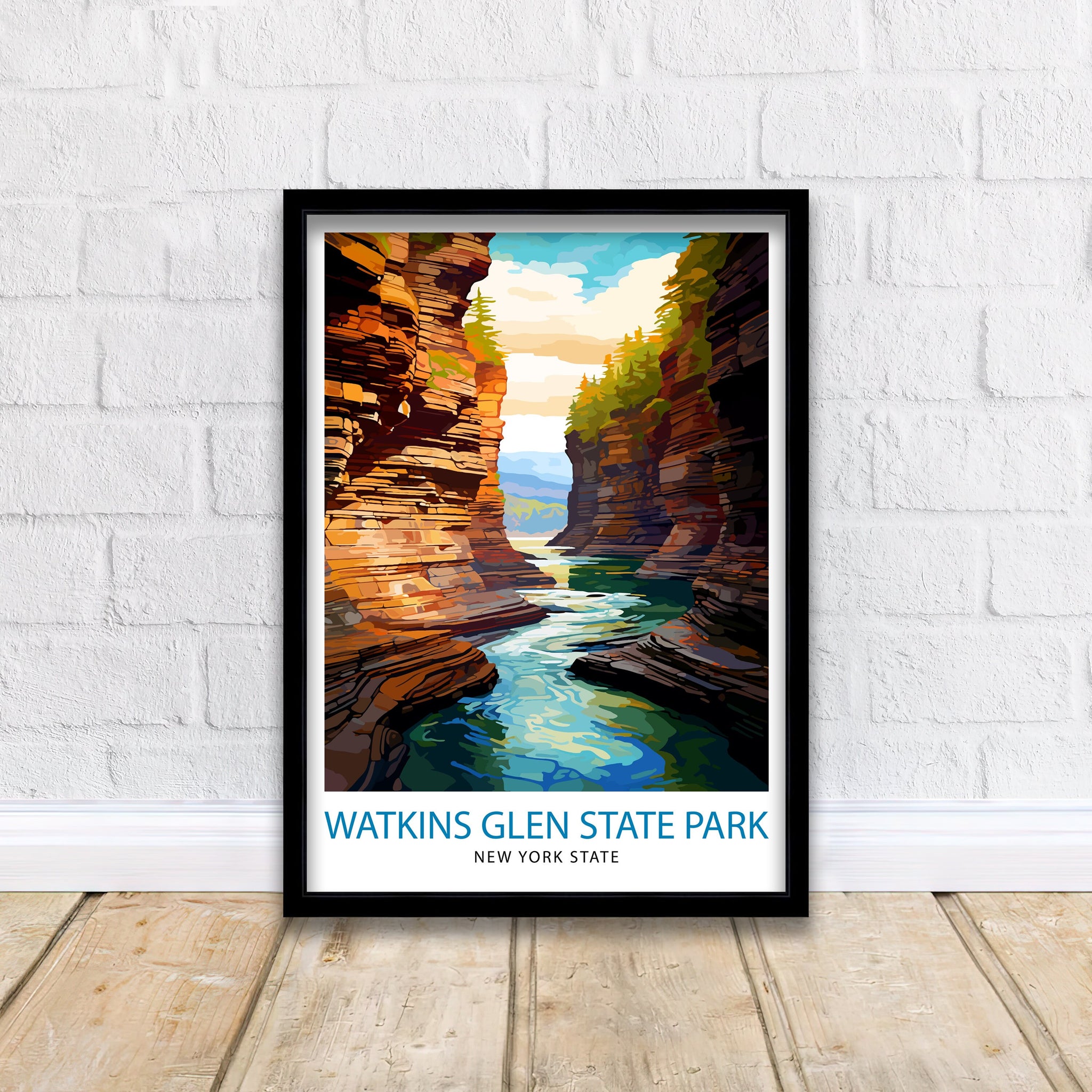 Watkins Glen State Park New York State Travel Print| New York Wall Decor Watkins Glen Poster Nature Travel Prints New York Art Print