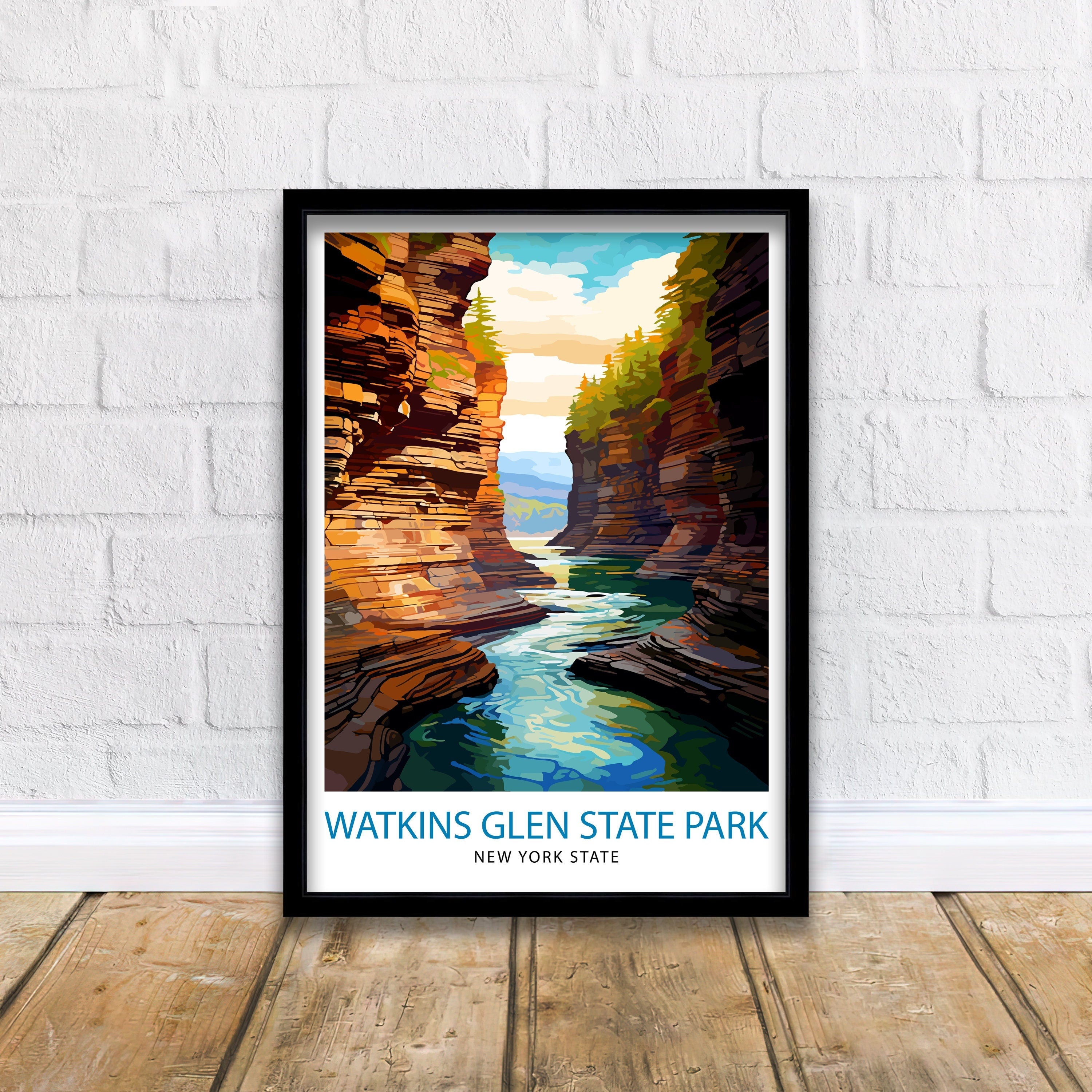 Watkins Glen State Park New York State Travel Print| New York Wall Decor Watkins Glen Poster Nature Travel Prints New York Art Print