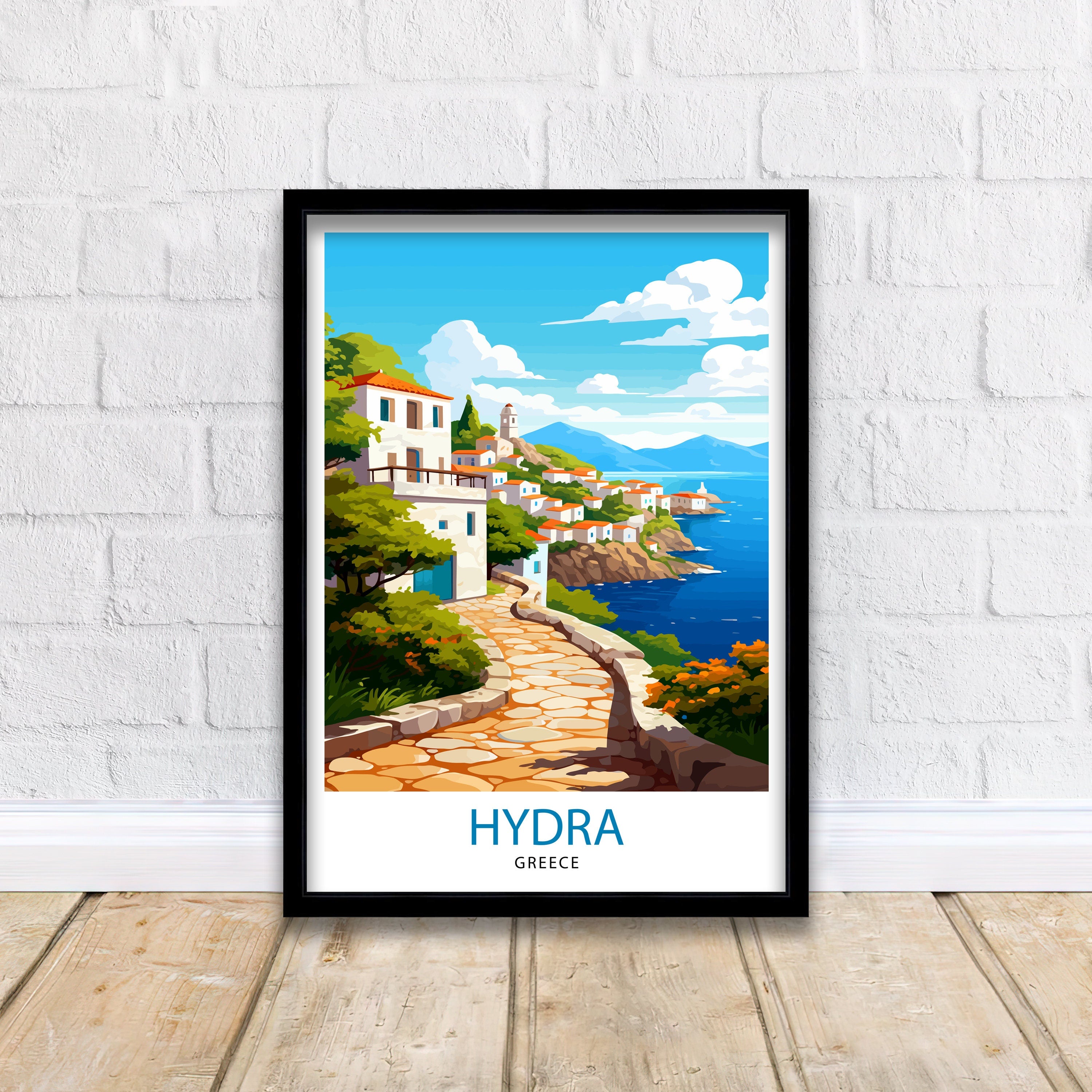 Hydra Greece Travel Print Hydra Island Wall Decor Hydra Greece Poster Greek Island Travel Prints Hydra Art Print Hydra Island Illustration