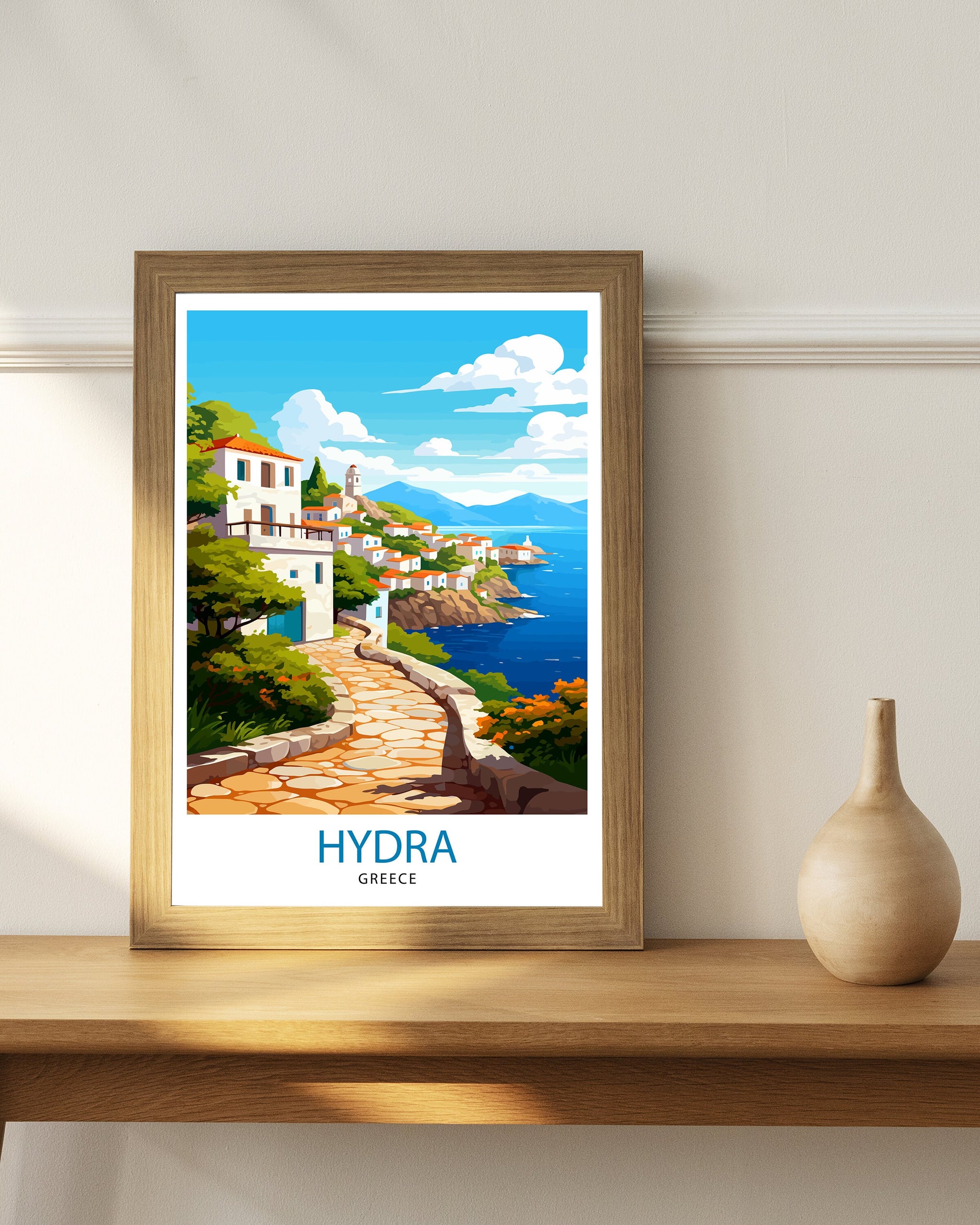 Hydra Greece Travel Print Hydra Island Wall Decor Hydra Greece Poster Greek Island Travel Prints Hydra Art Print Hydra Island Illustration