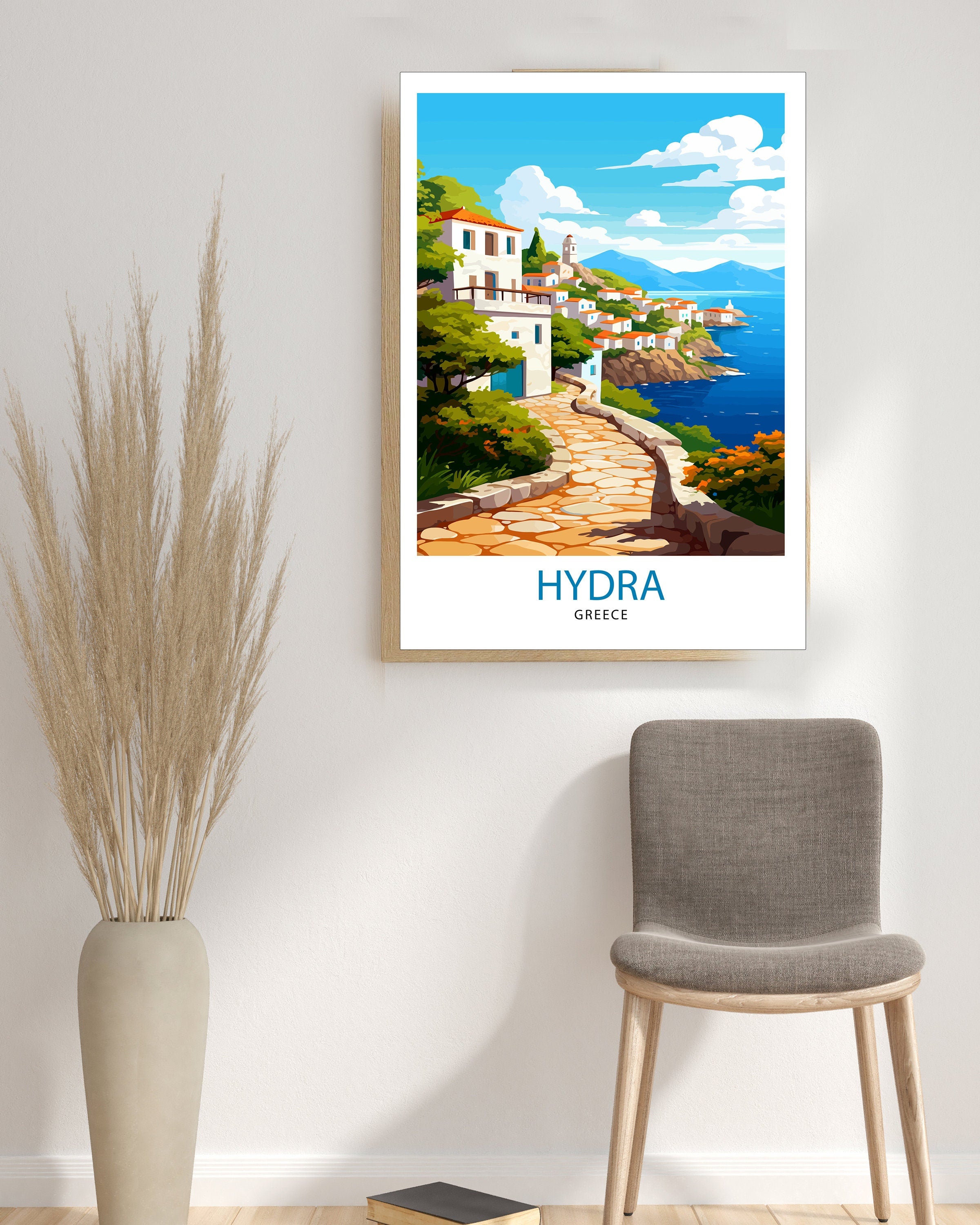 Hydra Greece Travel Print Hydra Island Wall Decor Hydra Greece Poster Greek Island Travel Prints Hydra Art Print Hydra Island Illustration