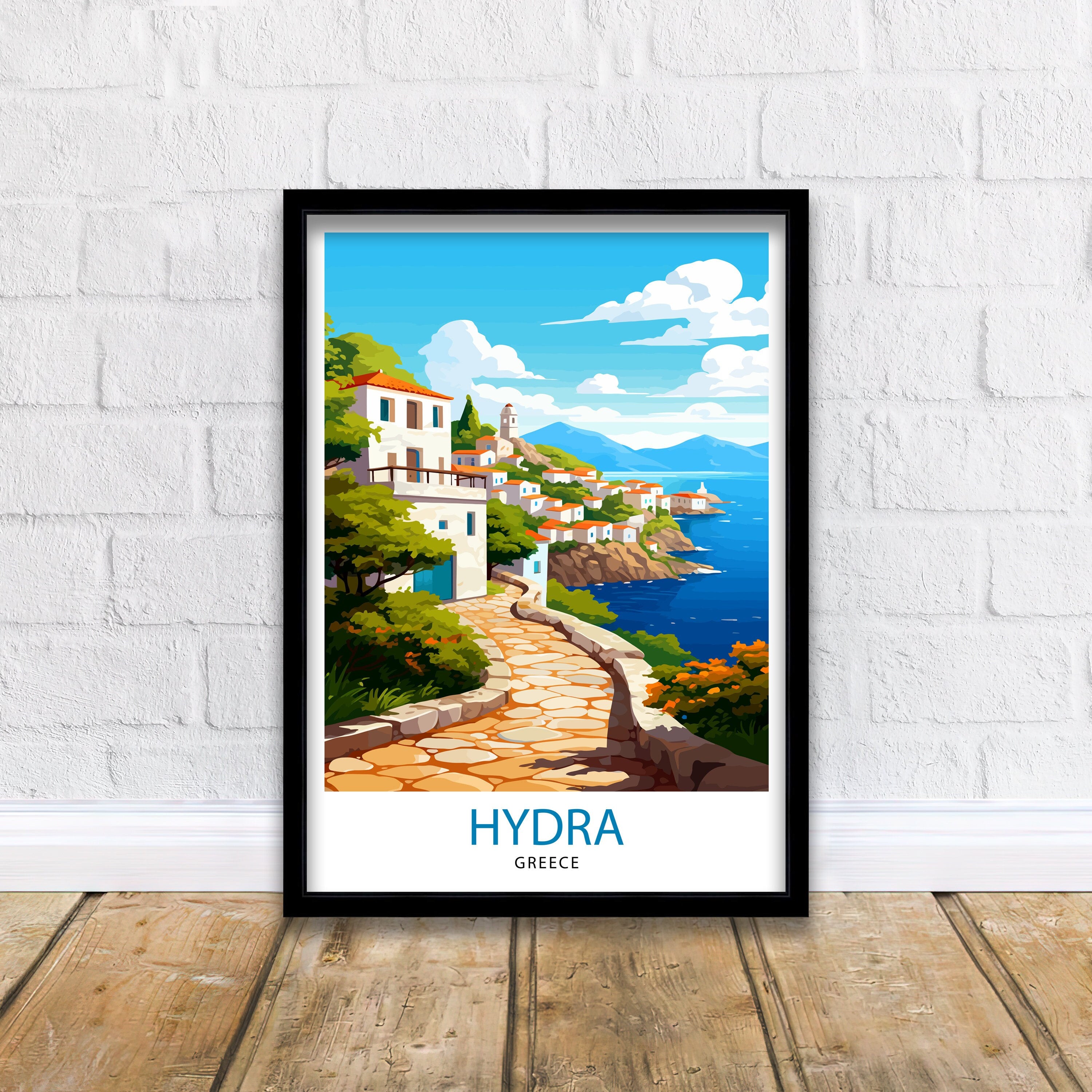 Hydra Greece Travel Print Hydra Island Wall Decor Hydra Greece Poster Greek Island Travel Prints Hydra Art Print Hydra Island Illustration