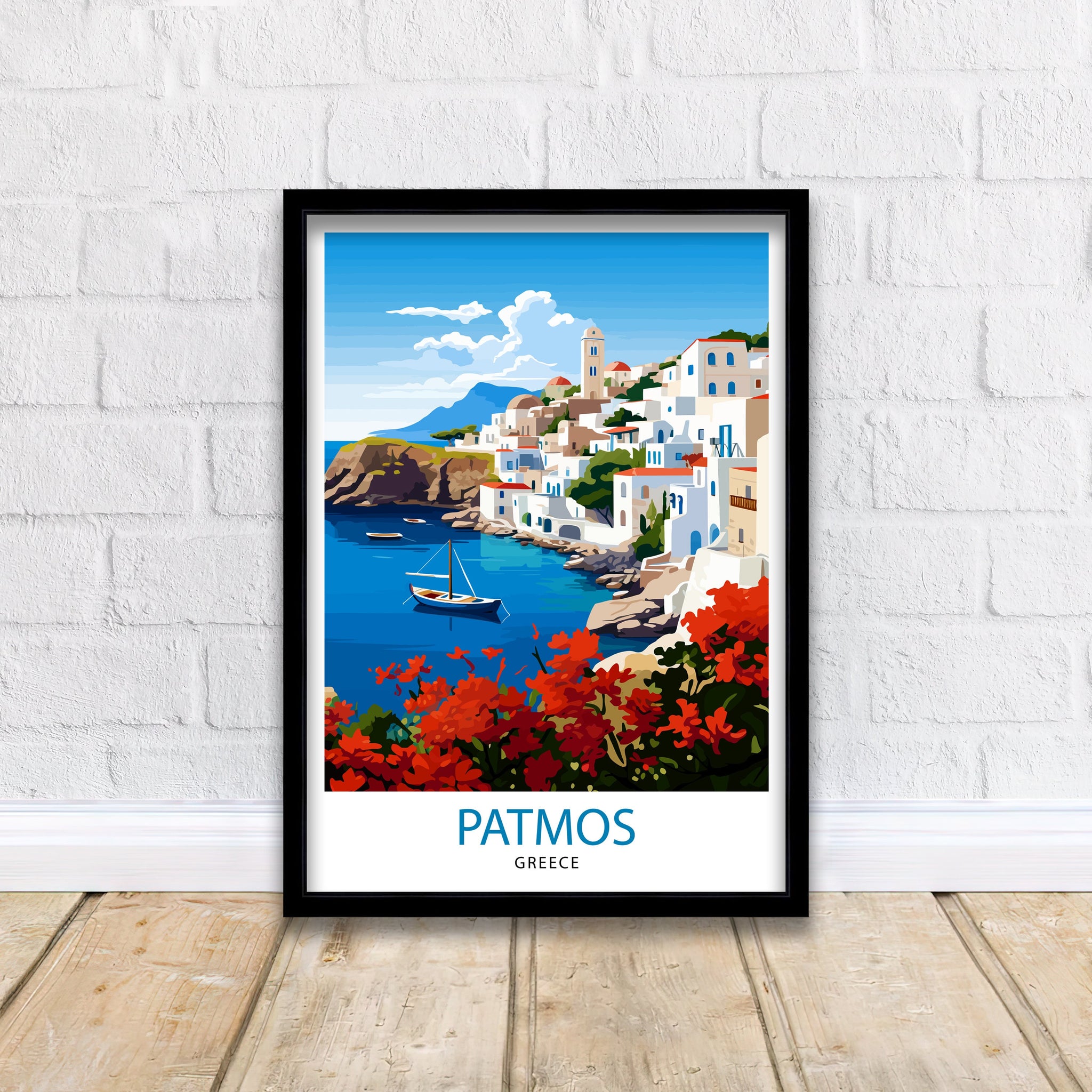 Patmos Greece Art Print | Aegean Island Travel Poster