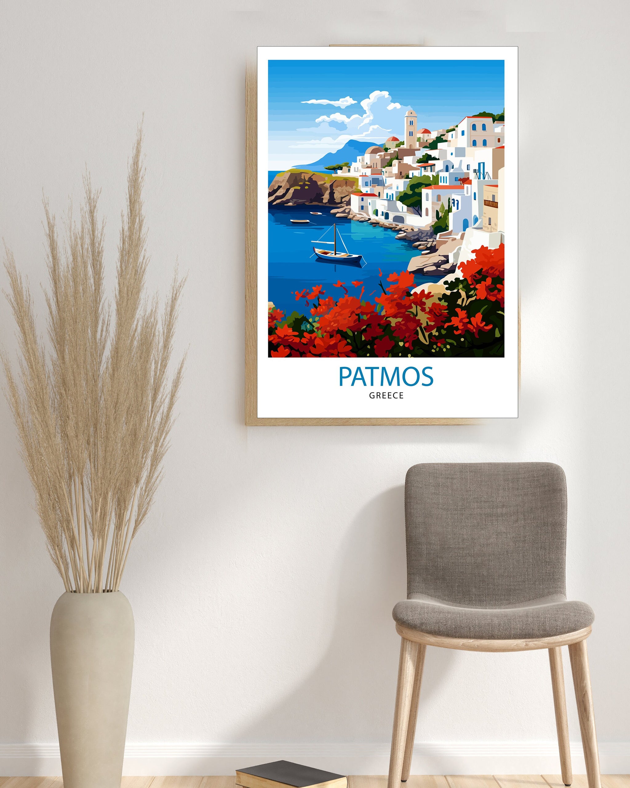 Patmos Greece Art Print | Aegean Island Travel Poster