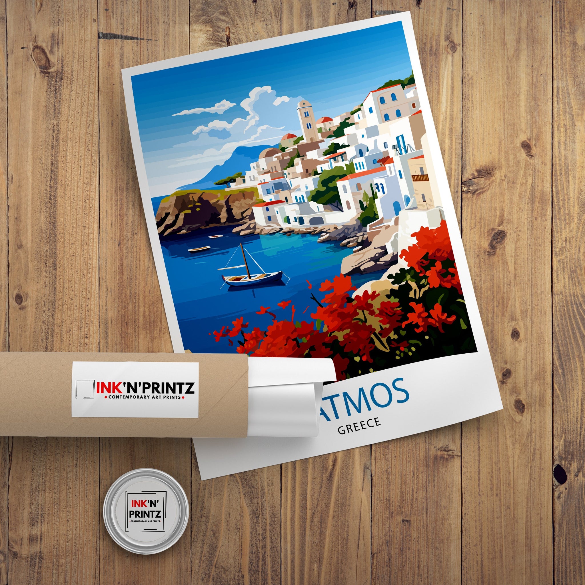 Patmos Greece Art Print | Aegean Island Travel Poster
