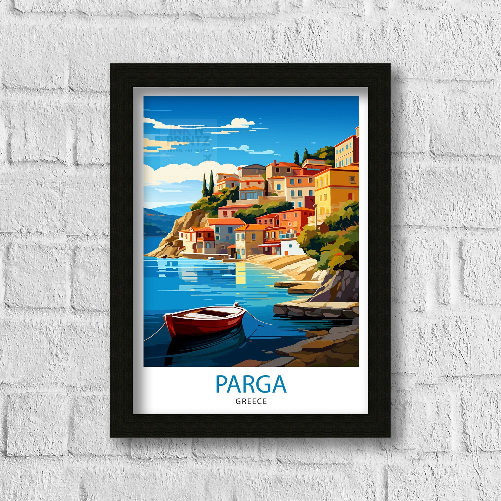 Parga Greece Travel Print Parga Wall Decor Parga Poster Greece Travel Prints Parga Art Print Parga Illustration Parga Wall Art Greece Print