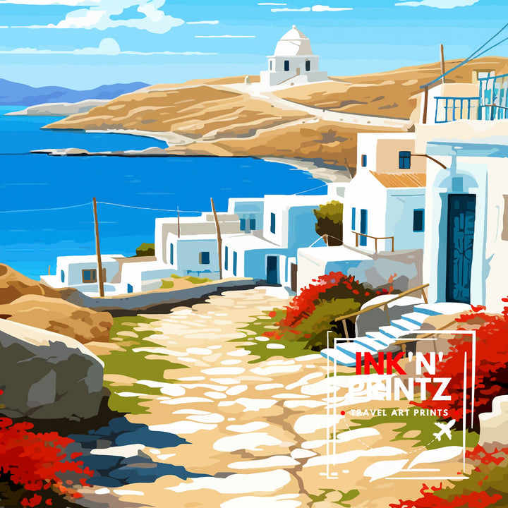 Folegandros Greece Travel Poster Folegandros Island