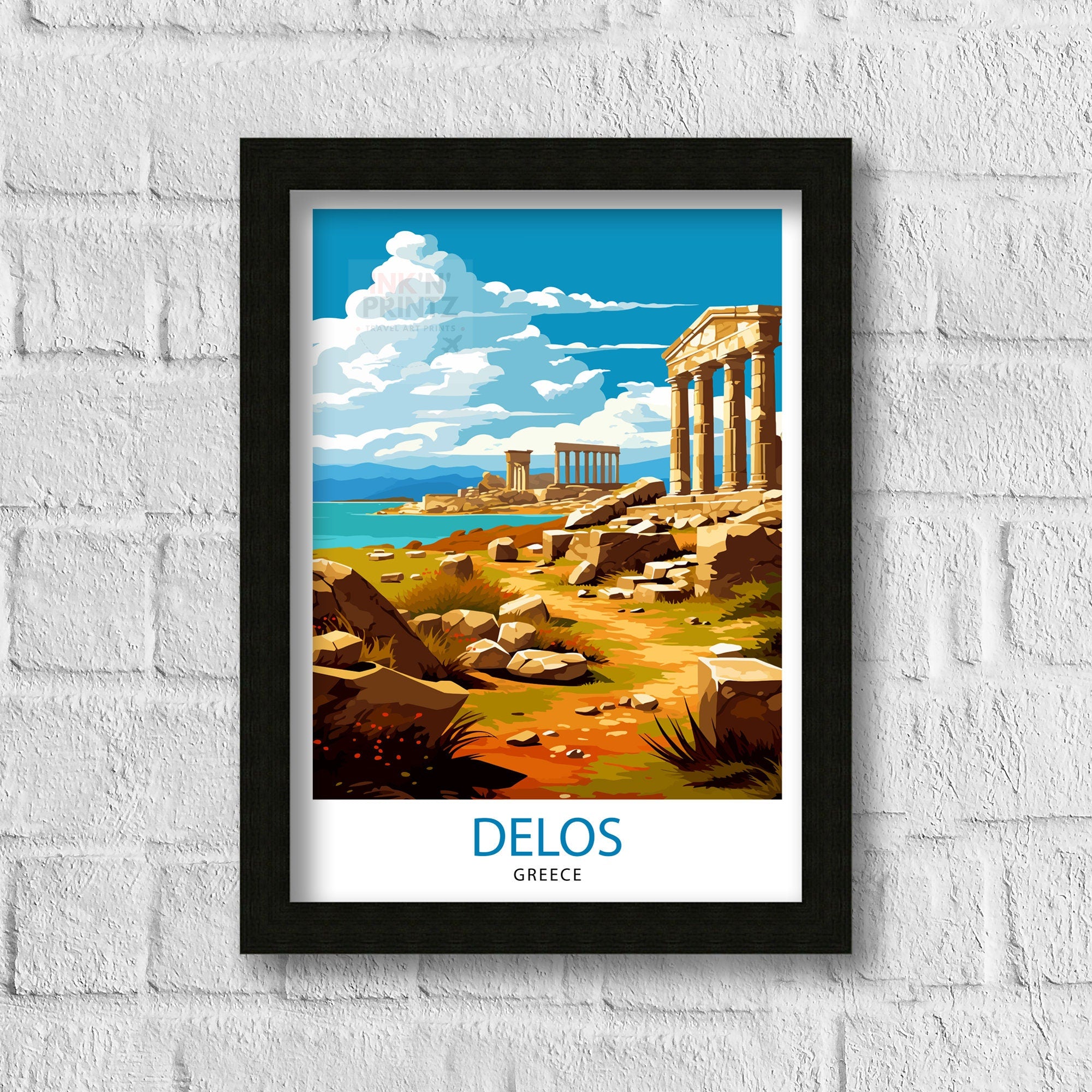 Delos Greece Travel Print Delos Island Wall Decor Delos Poster Greek Island Travel Prints Delos Art Print Delos Illustration Delos Wall Art