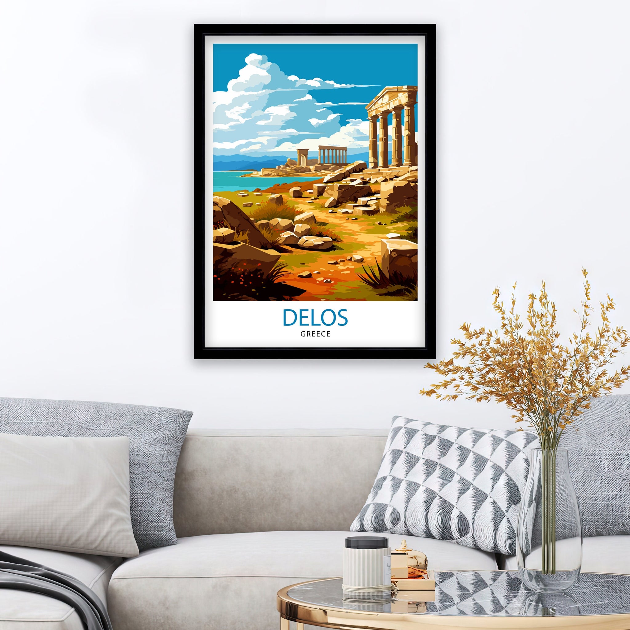 Delos Greece Travel Print Delos Island Wall Decor Delos Poster Greek Island Travel Prints Delos Art Print Delos Illustration Delos Wall Art